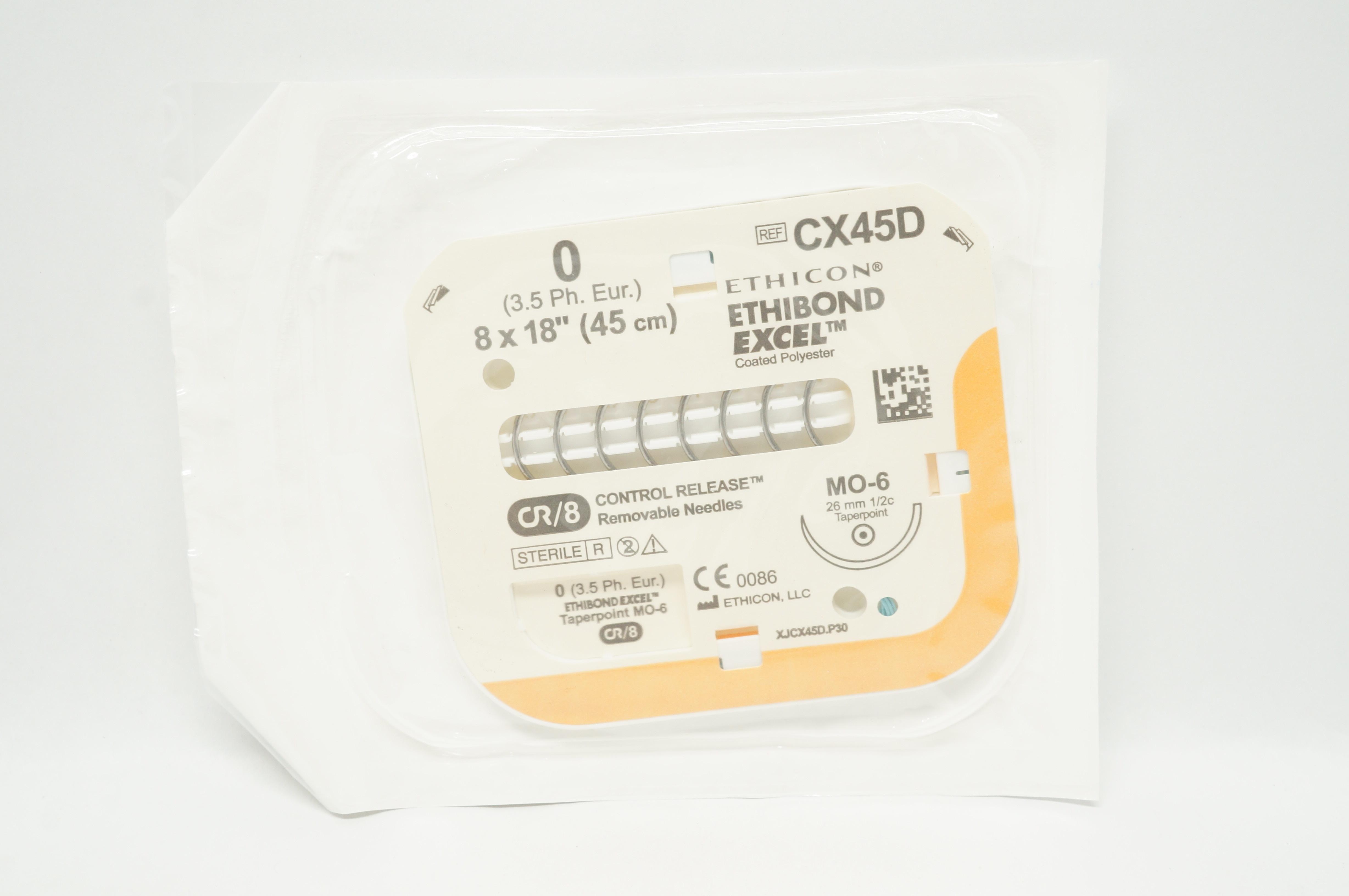 Ethicon CX45D 0 Ethibond Excel Braided Stre MO-6 26mm 1/2c Taperpoint 8x18 inch