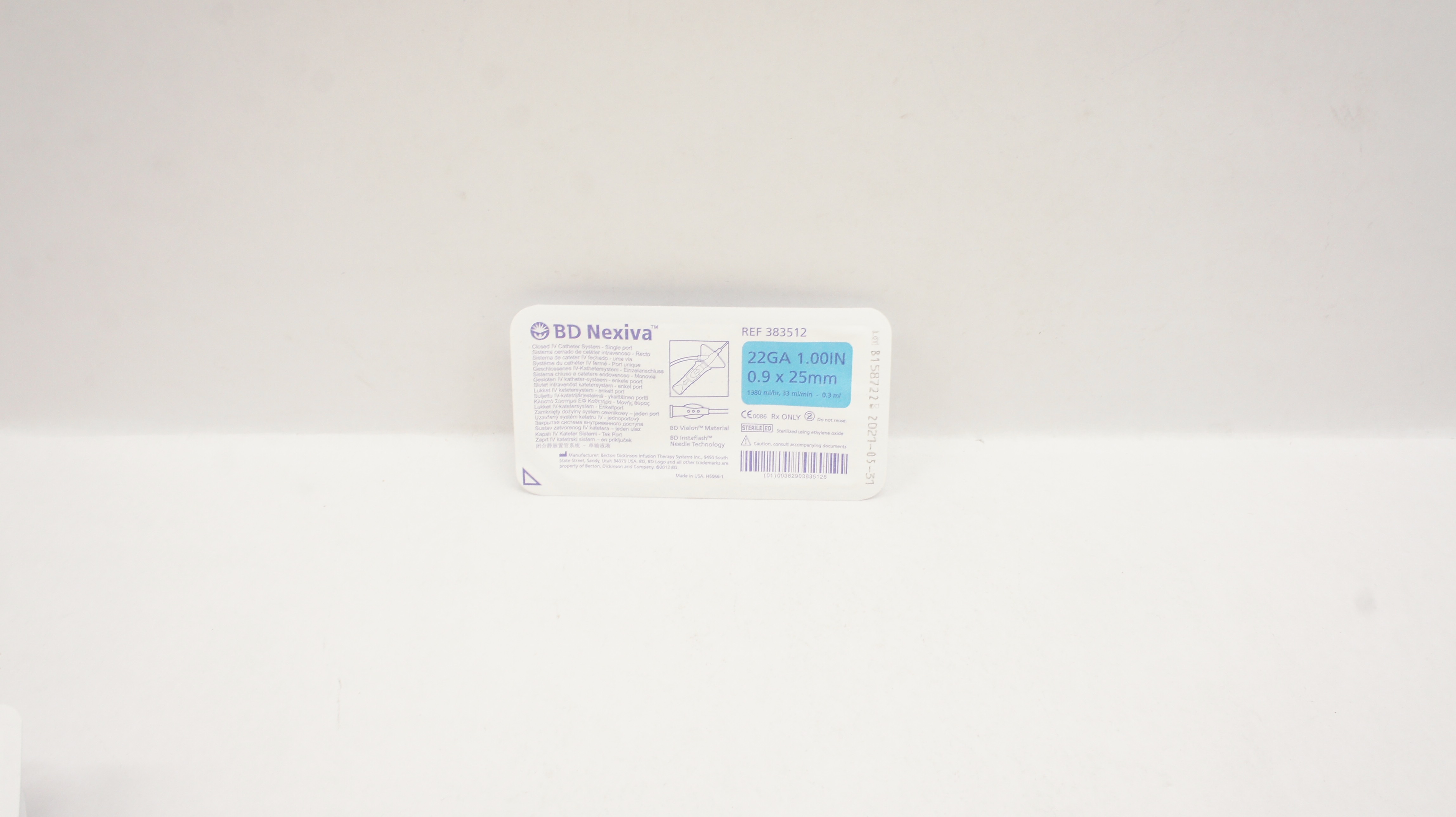BD 383512 Nexiva Clodsed IV Cath. System - Single Port 22GA x 1.00inch (x)