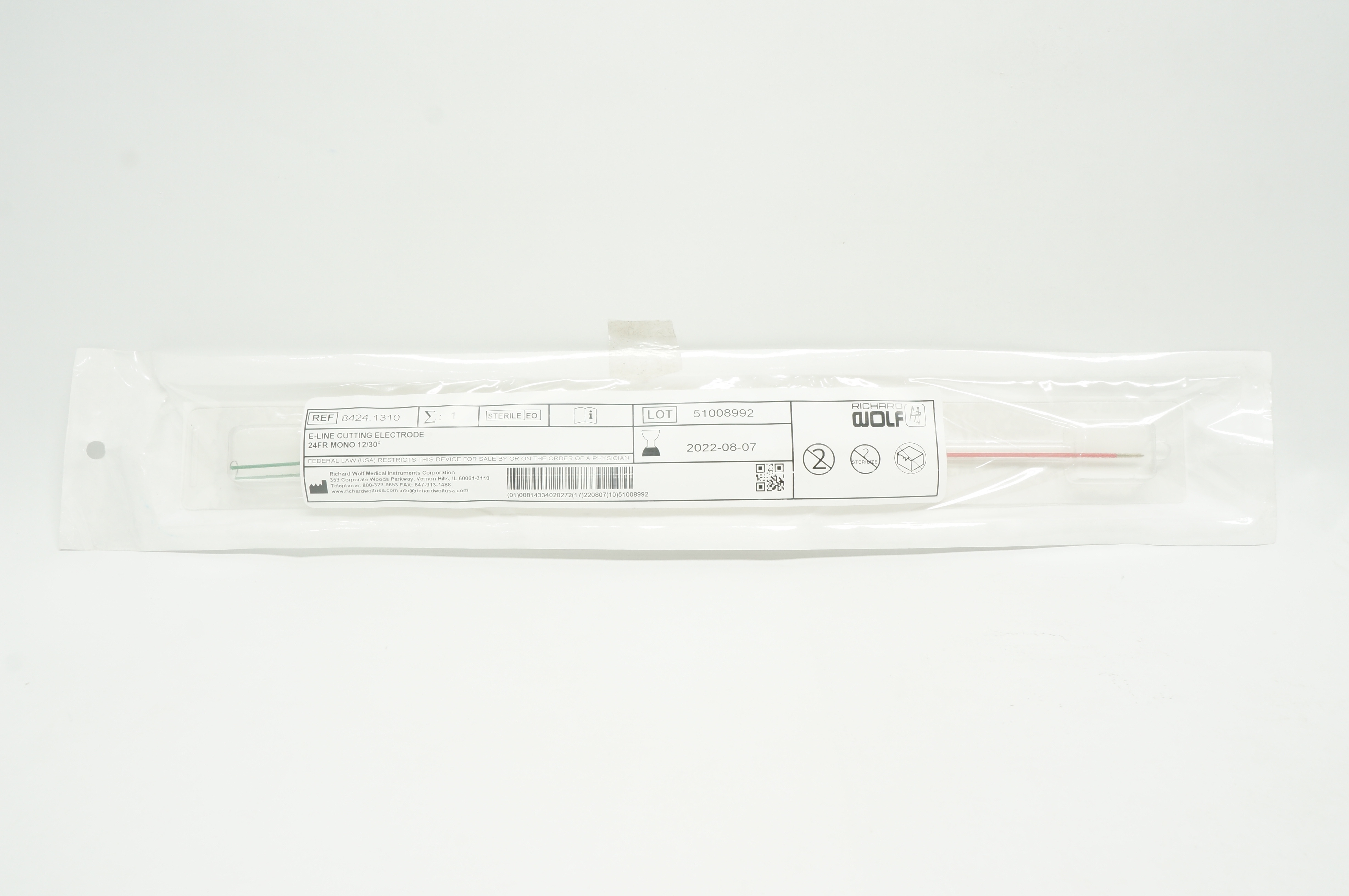 Richard Wolf 8424.1310 E-Line Cutting Electrode 24Fr Mono 12/30 degree