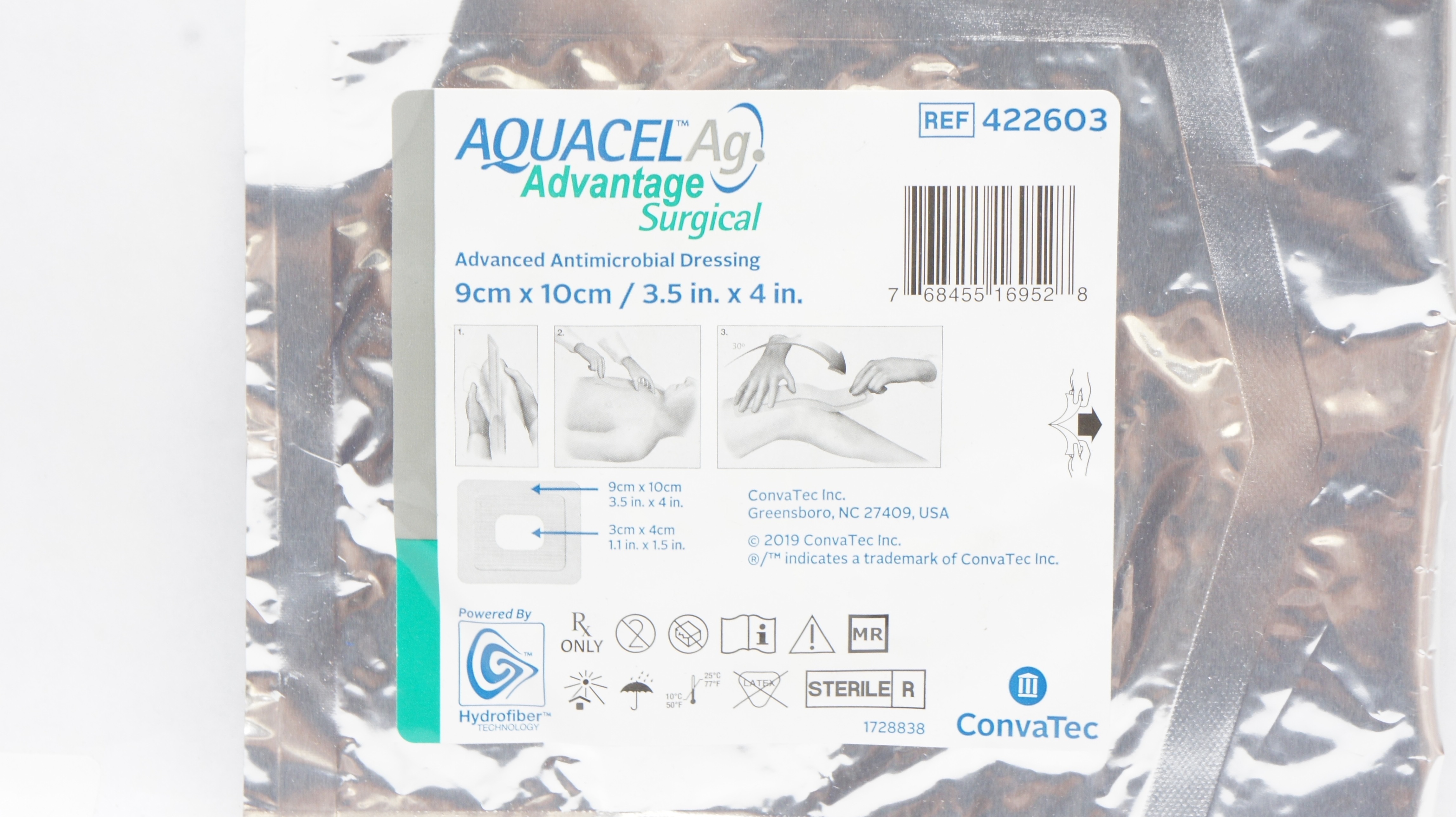 ConvaTec 422603 Aquacel Ag Advanced Antimicrobial Dressing 3.5inch x 4inch (x)