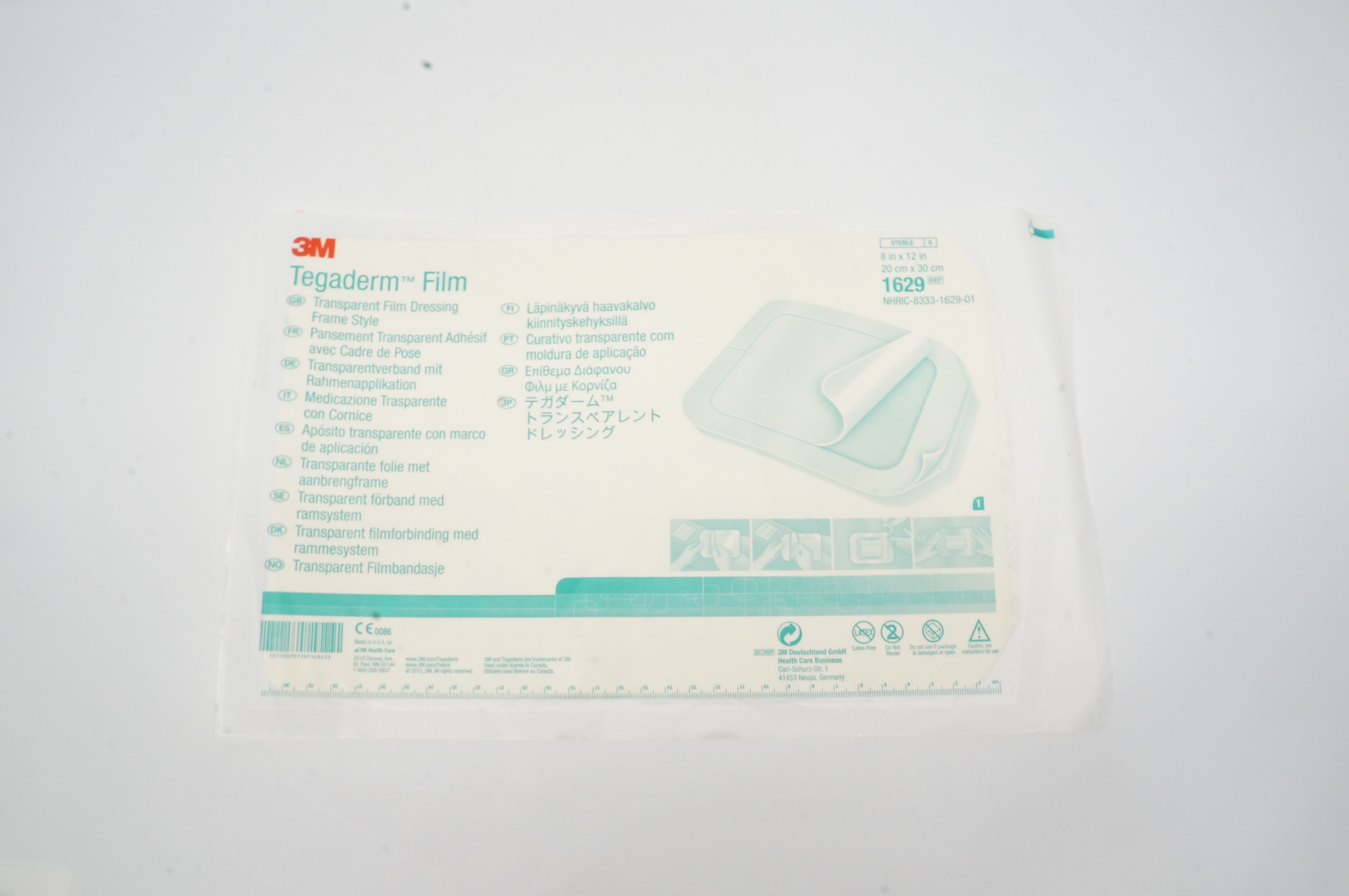 3M 1629 Tegaderm Transparent Film Dressing Frame Style 8 inch x 12 Inch