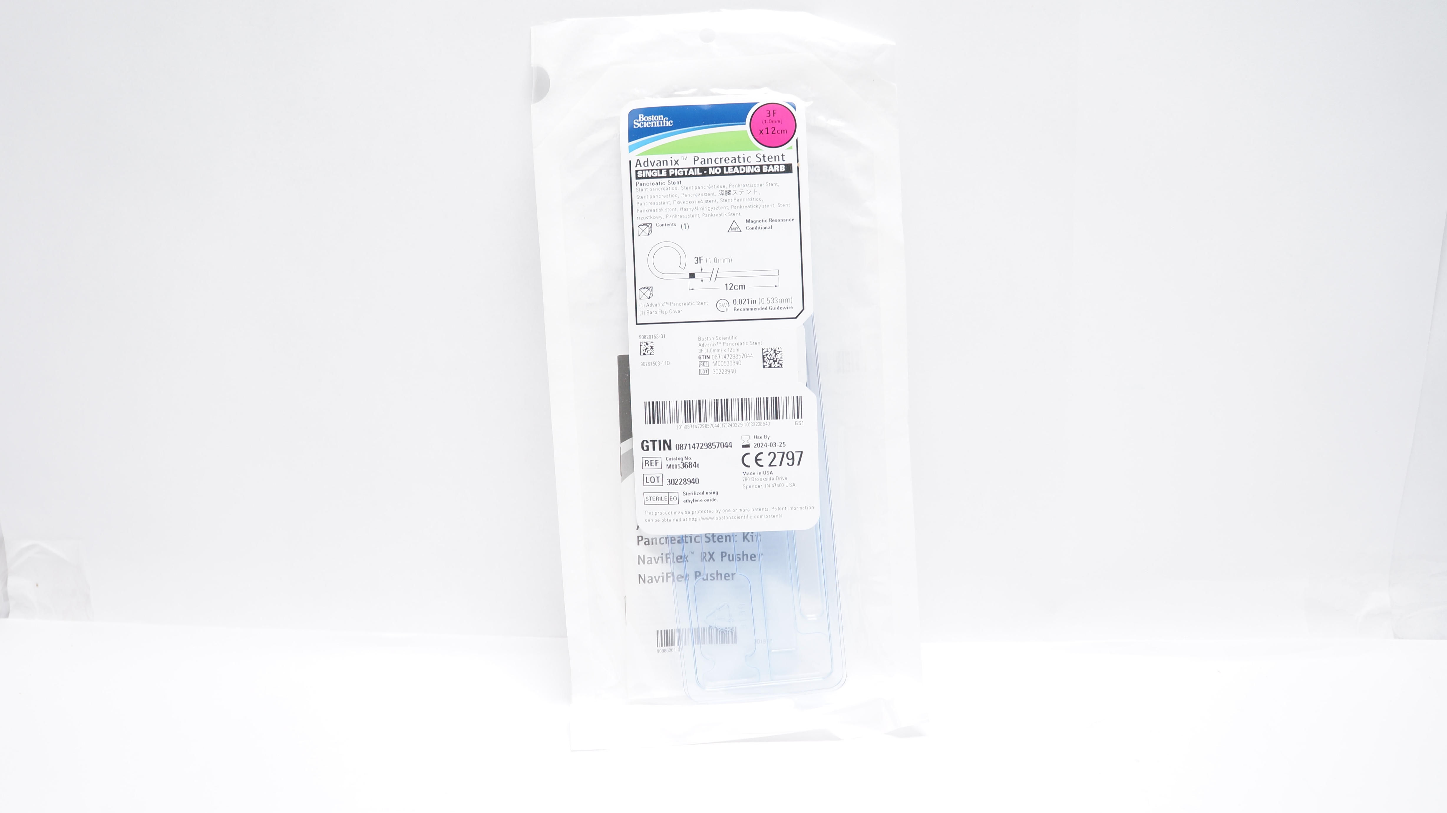 Boston Scientific M00536840 Advanix Single Pigtail Pancreatic Stnt 3F x 12cm (x)