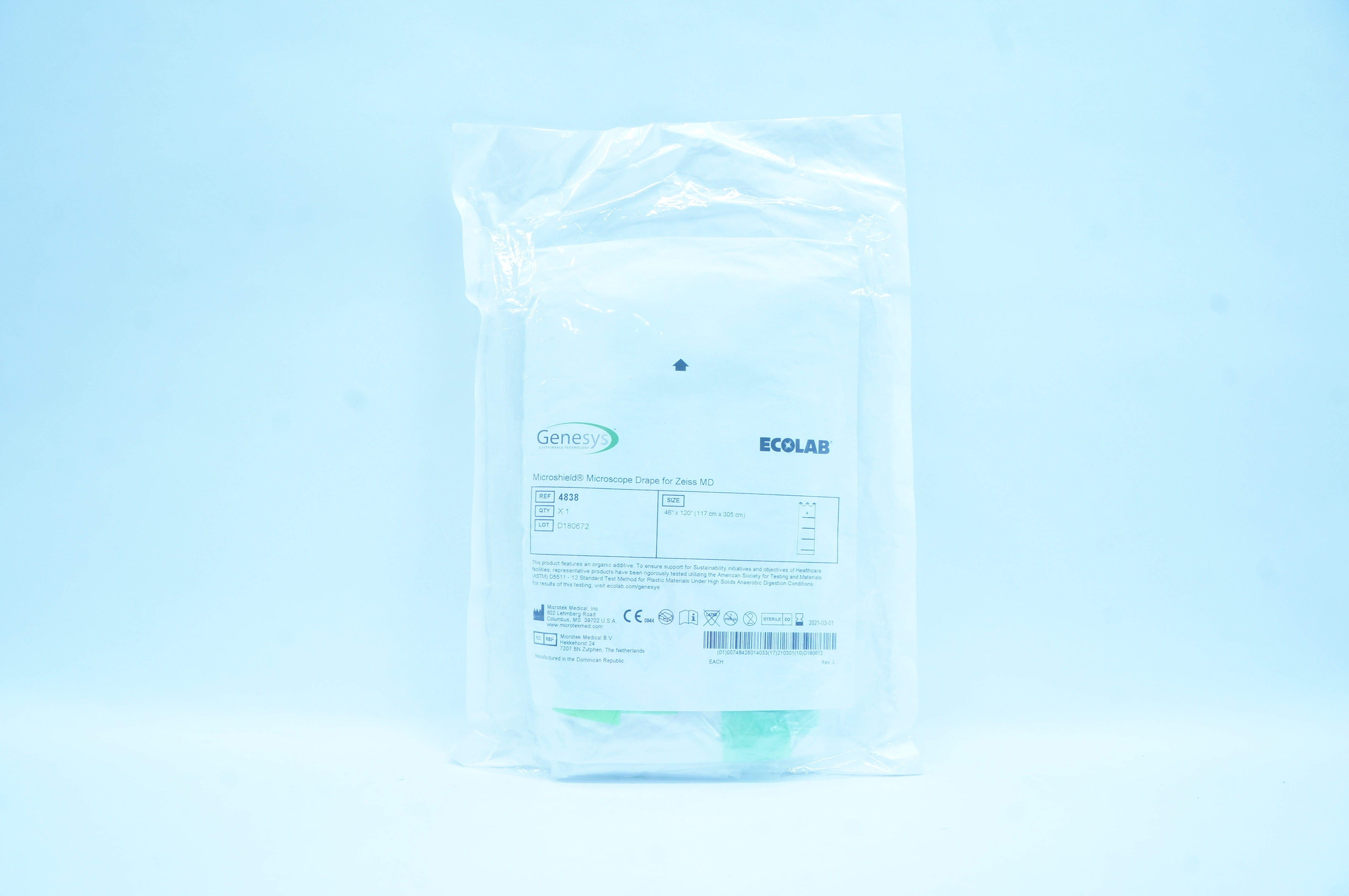 Microtek 4838 Genesys Microshield Microscope Drape for Zeiss MD 46 x 120inch