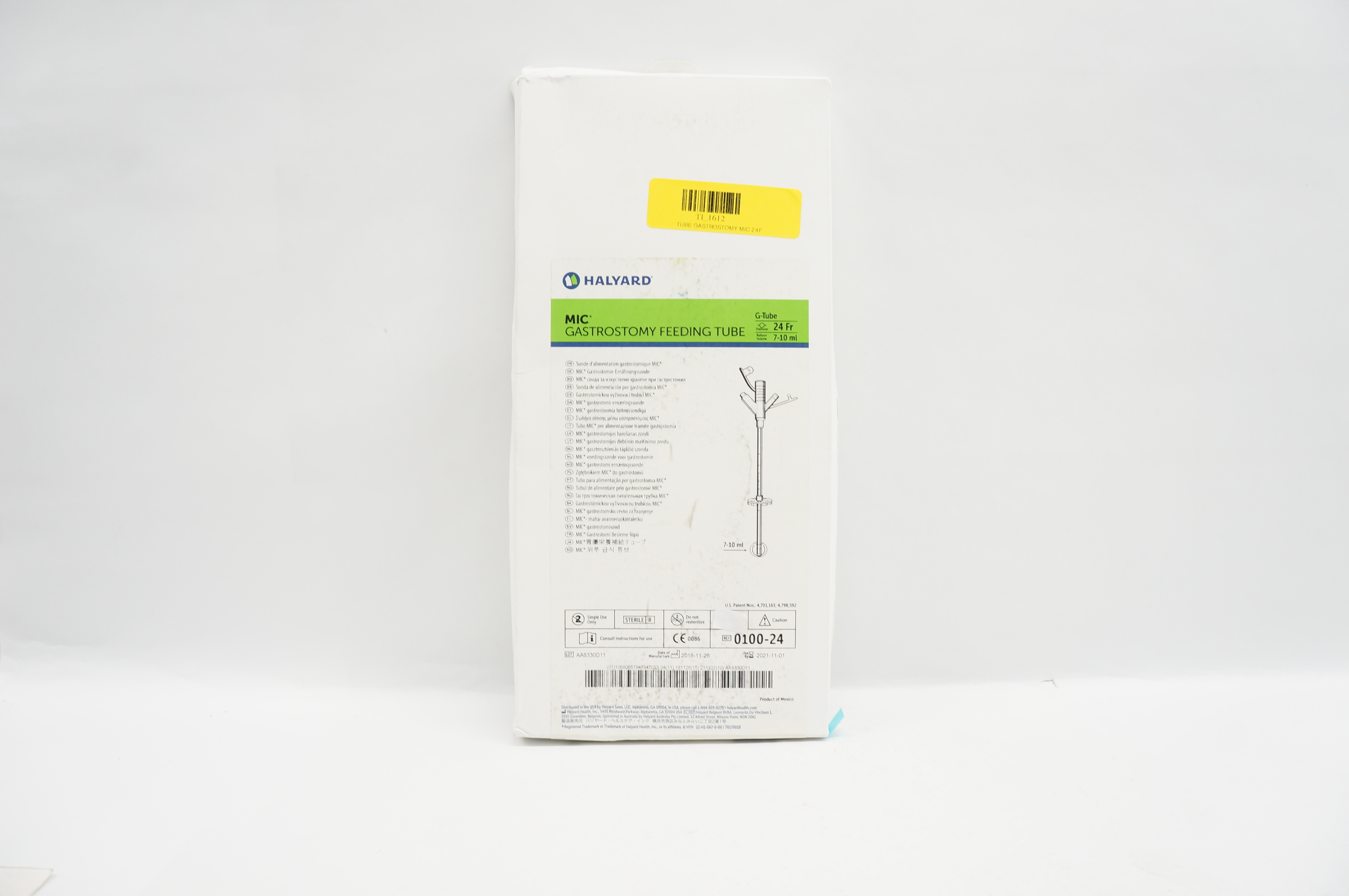 Halyard 0100-24 MIC Gastrostomy Feeding Tube 24Fr 7-10ml (x)