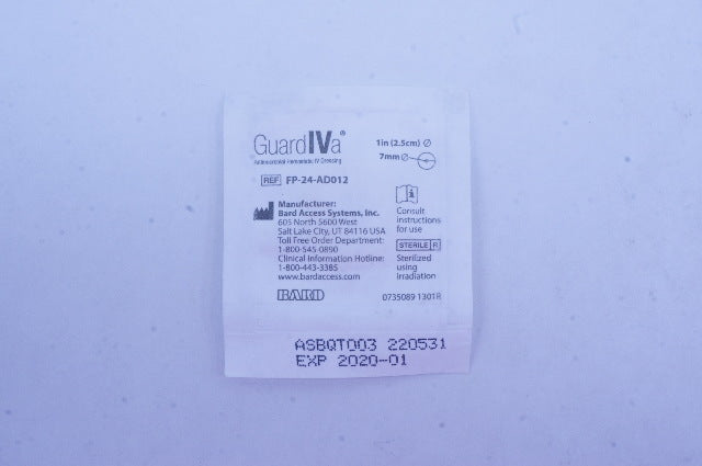 Bard FP-24-AD012 GuardIVa Antimicrobial Hemostatic IV Dressing 1inch x 7mm (x)