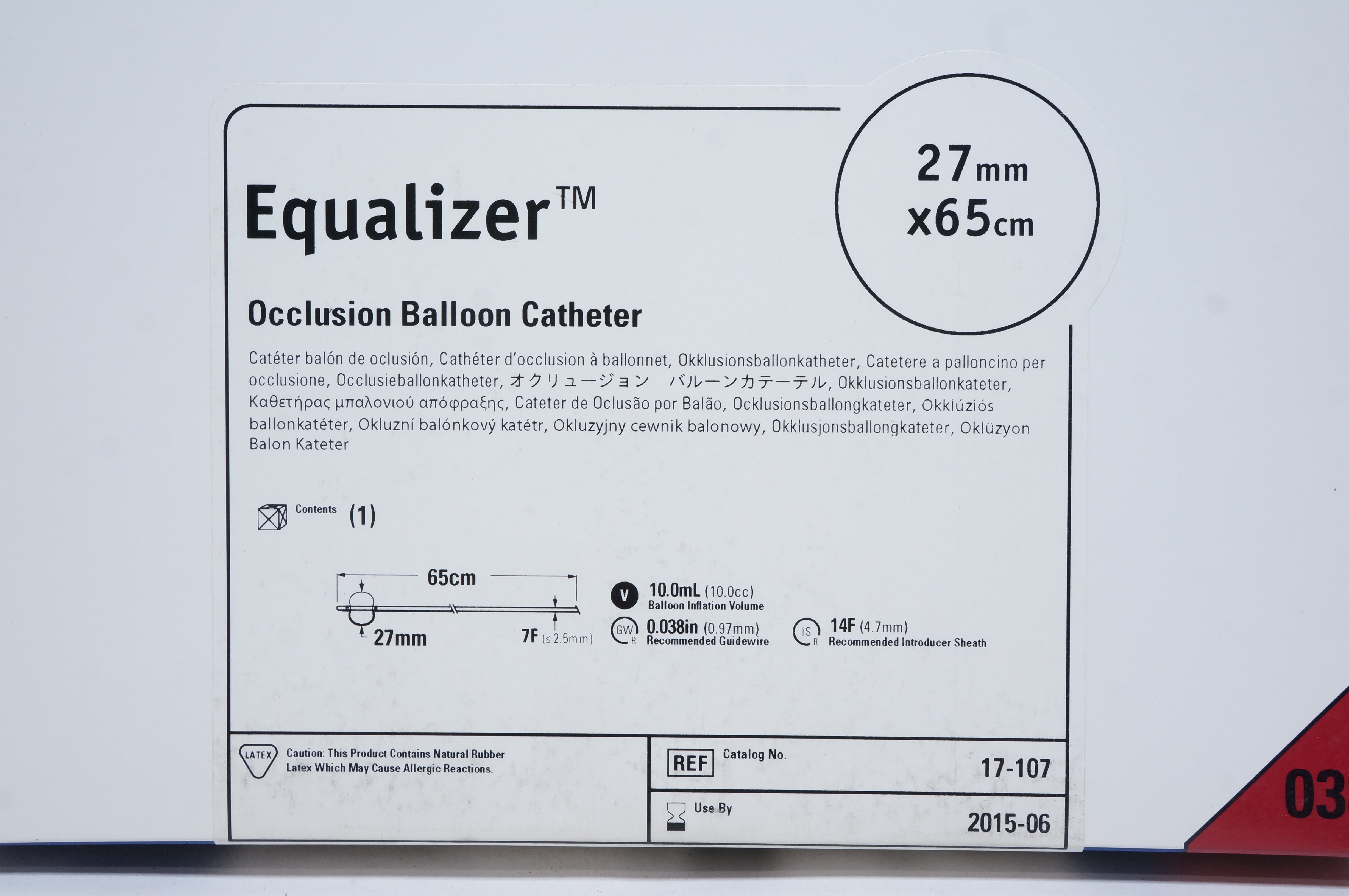 Boston Scientific 17-107 Equalizer Occlusion Balloon Cath. 27mm x 65cm (x)