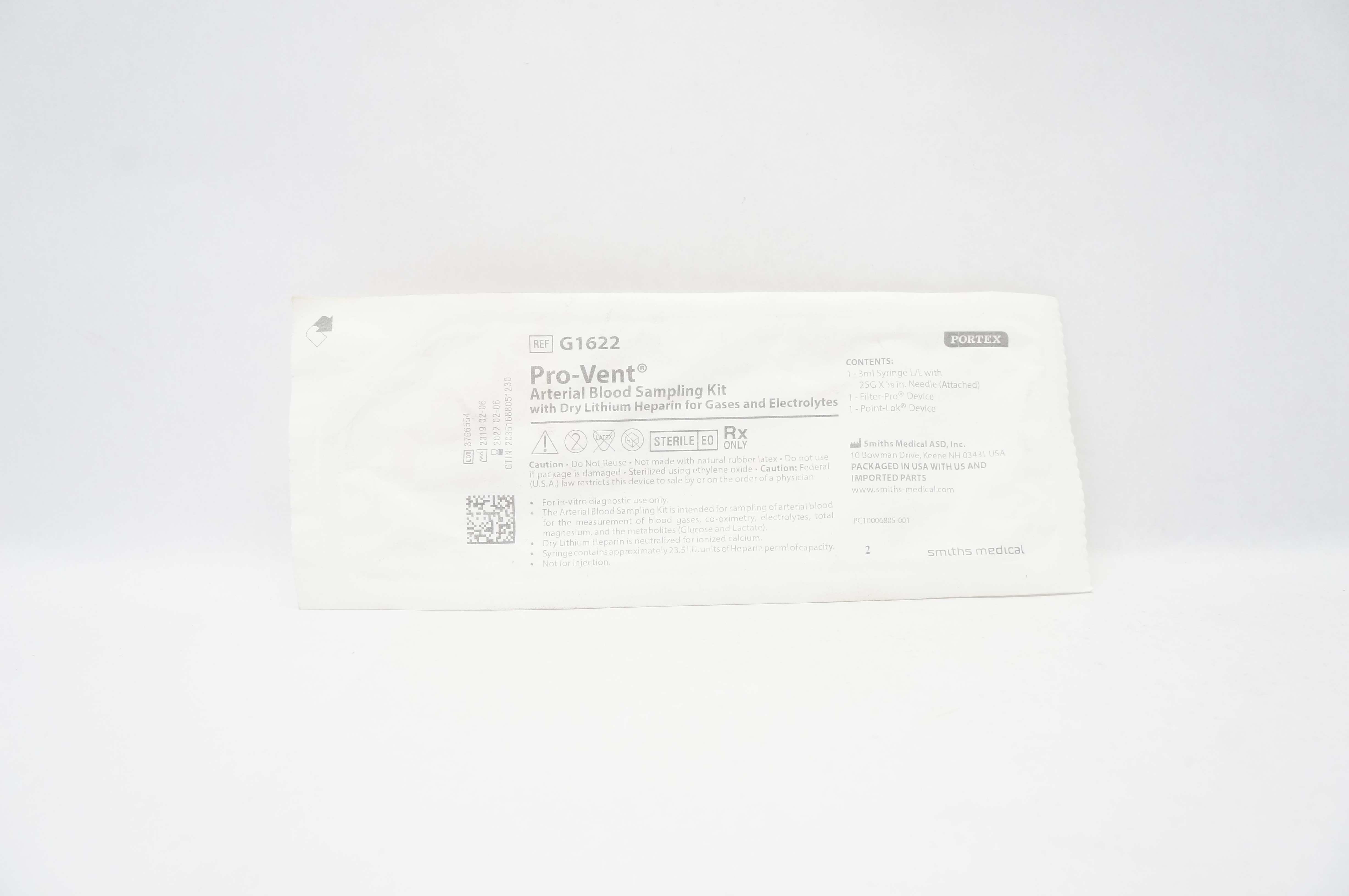 Smiths Medical G1622 Pro-Vent Arterial Blood Sampling Kit (x)