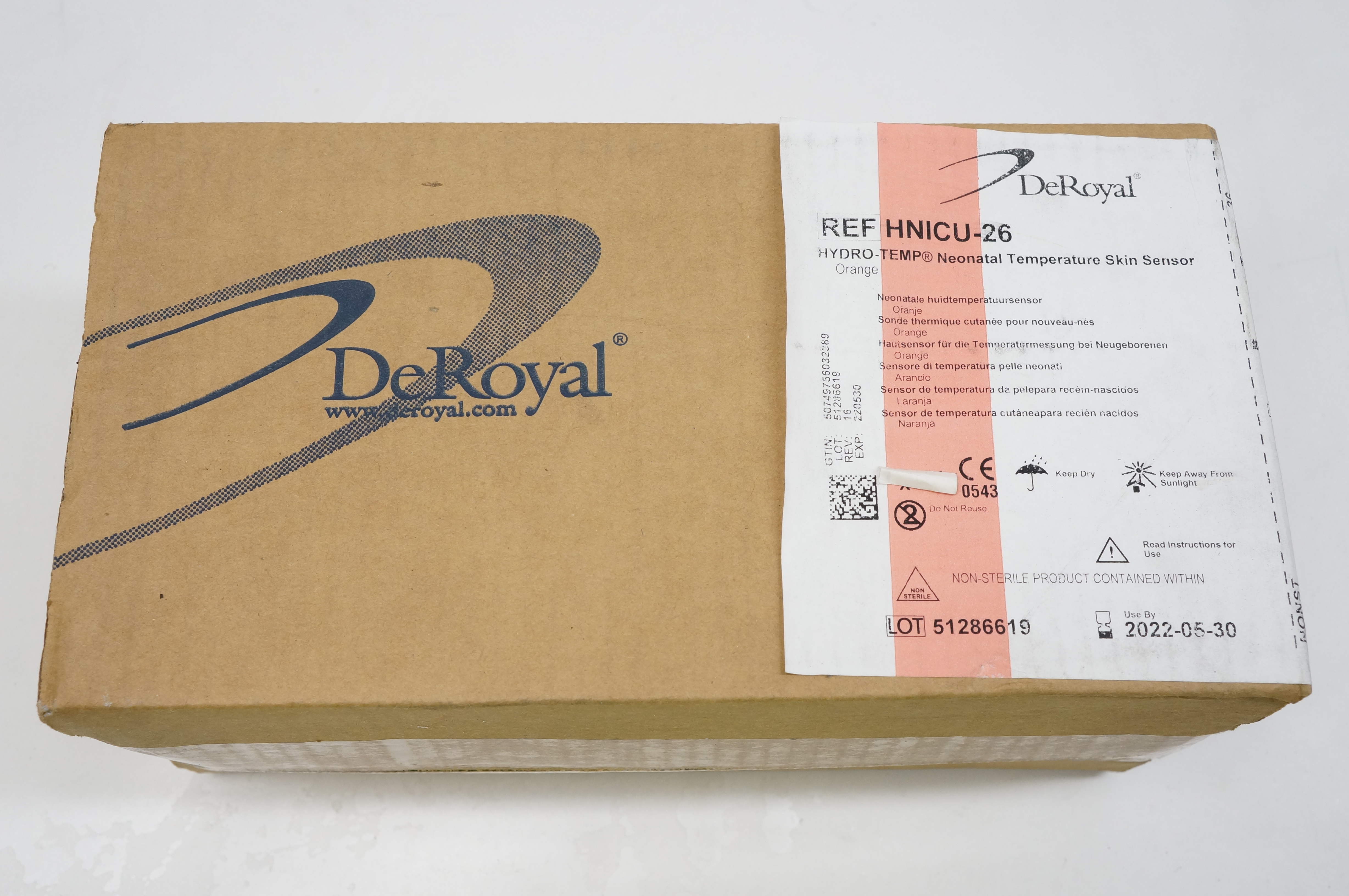 DeRoyal HNICU-26 HYDRO-TEMP Neonatal Temperature Skin Sensor - Box of 50
