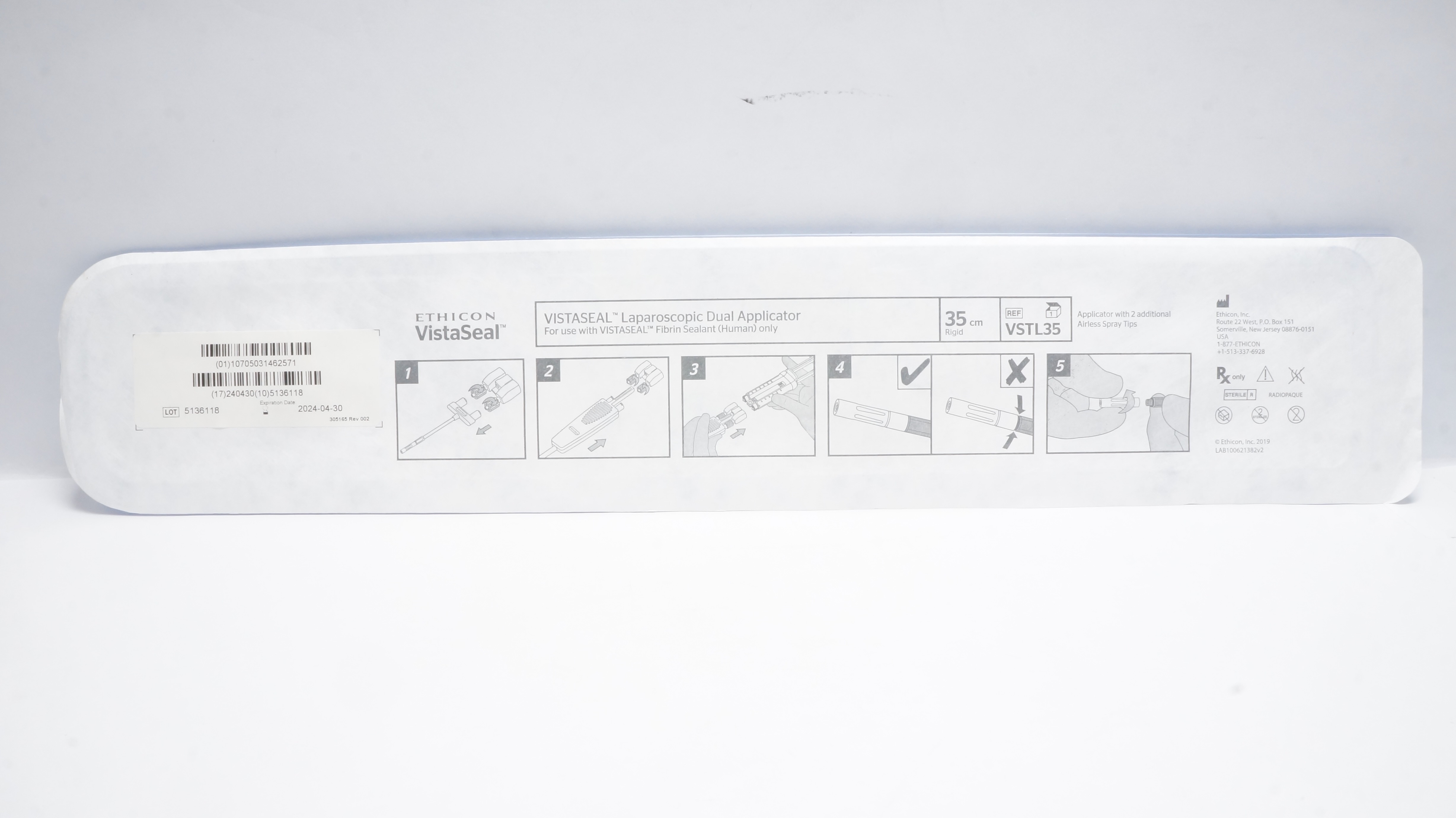 Ethicon VSTL35 VistaSeal Laparoscopic Dual Applicator 35cm Rigid (x)