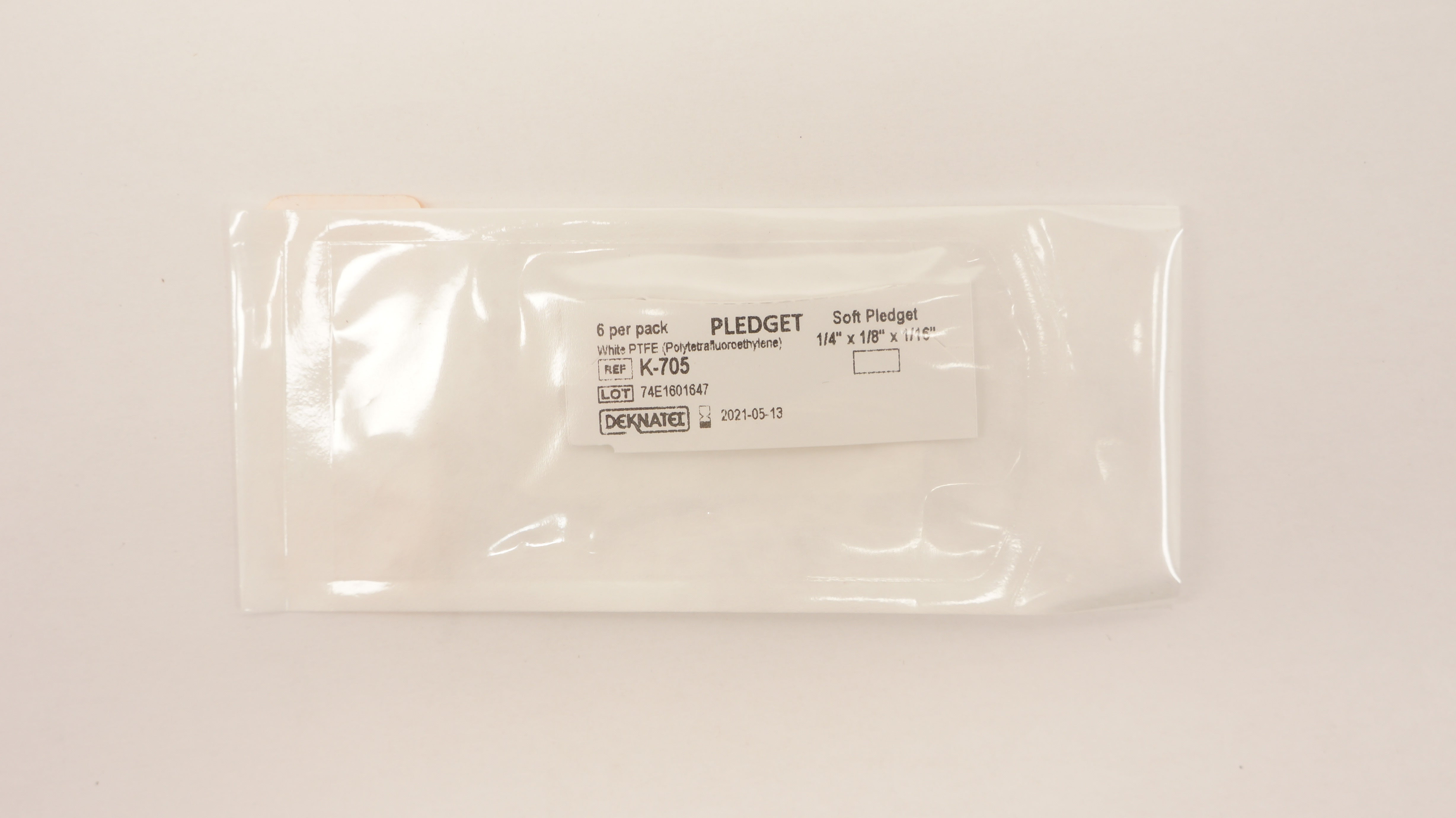 Deknatel K-705 Soft Pledget White PTFE 1/4inch x 1/8inch x 1/16inch (x)