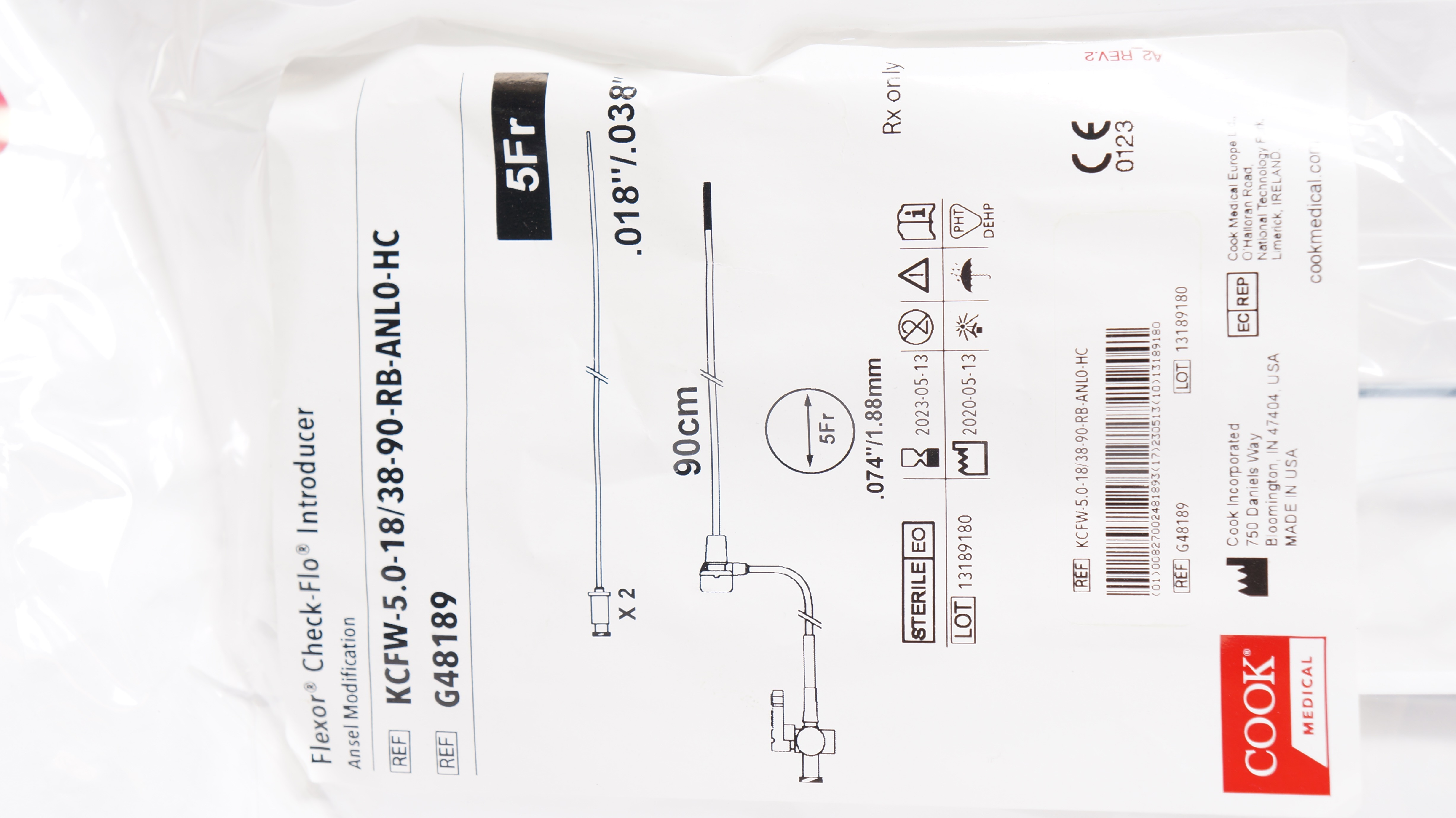 Cook Medical G48189 Flexor Check-Flo Introducer 5Fr x 90cm(x)