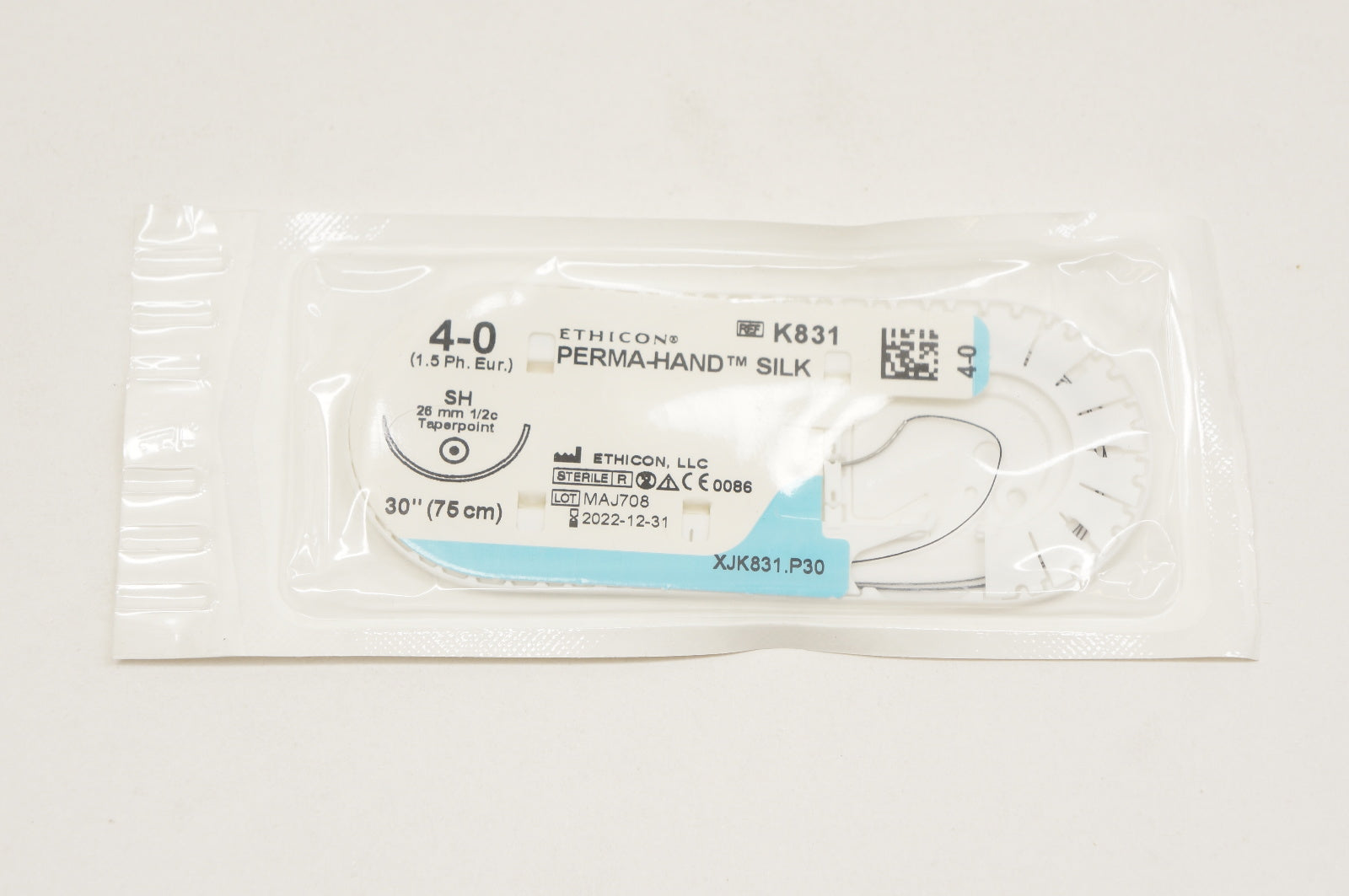 Ethicon K831 4-0 PERMA-HAND SILK, SH, 26mm 1/2c, 30inch