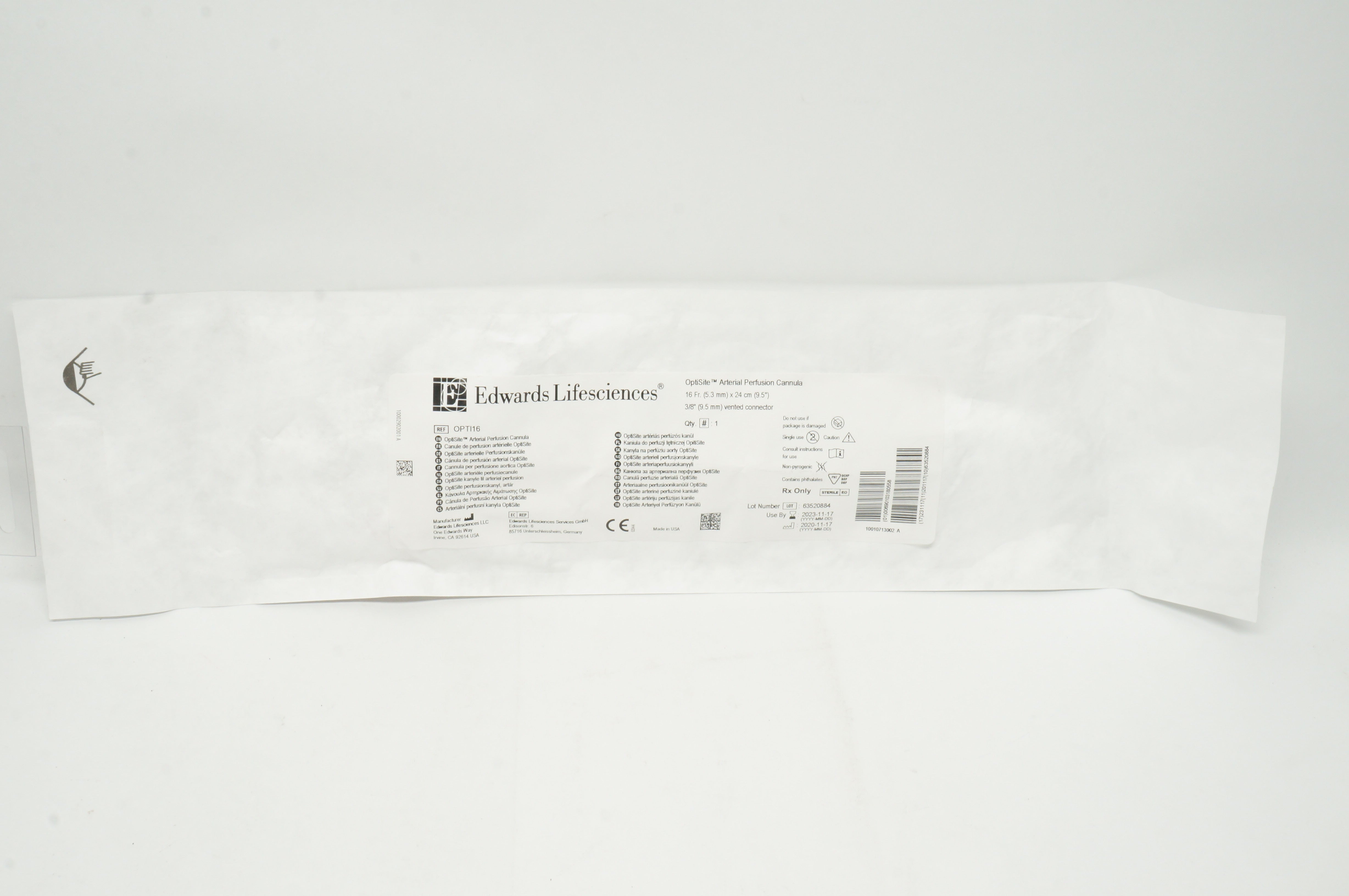 Edwards Lifesciences OPTI16 OptiSite Arterial Perfusion Cannula 16Fr x 9.5inch