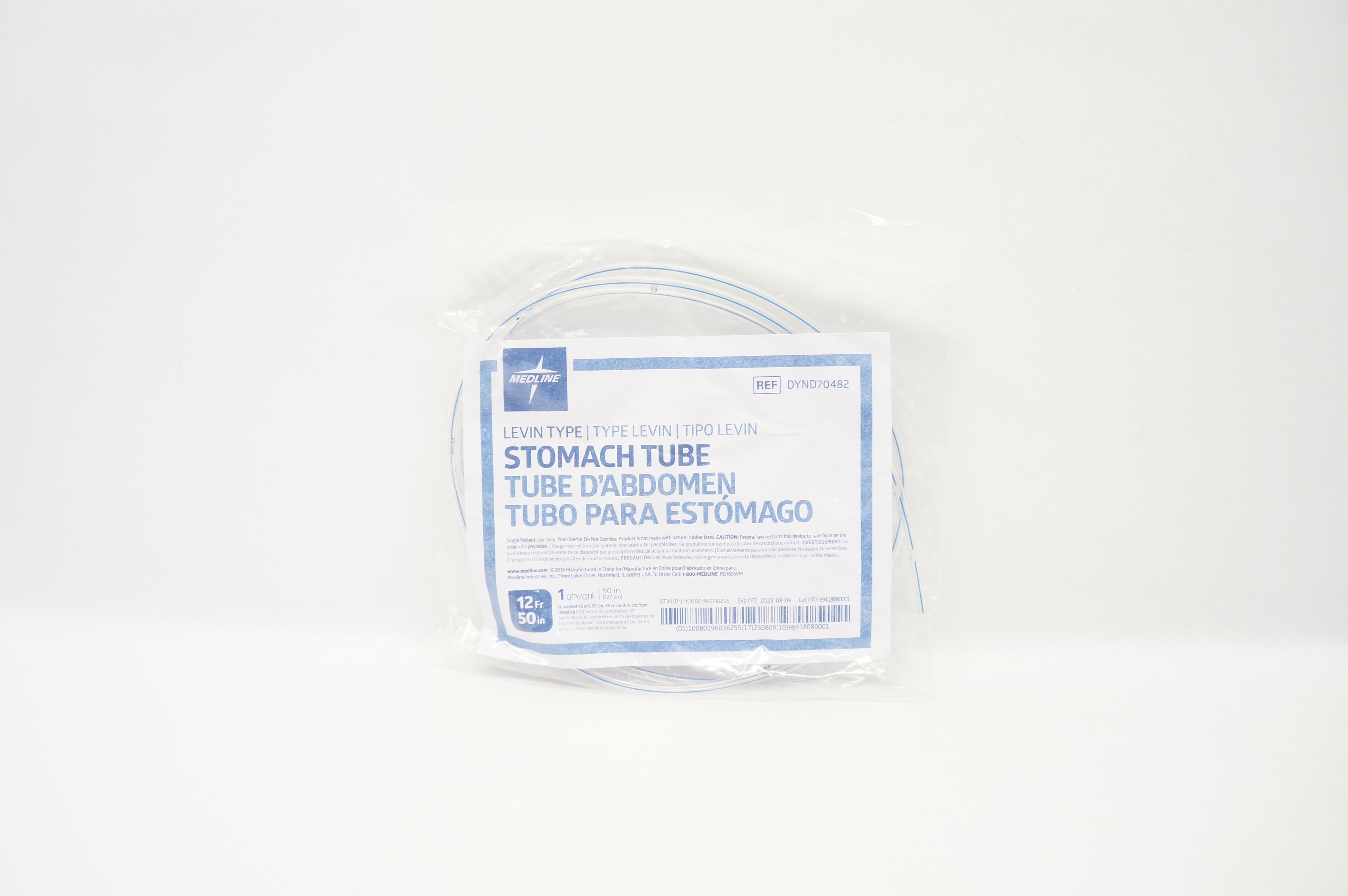 Medline DYND70482 Stomach Tube 12Fr 50inch