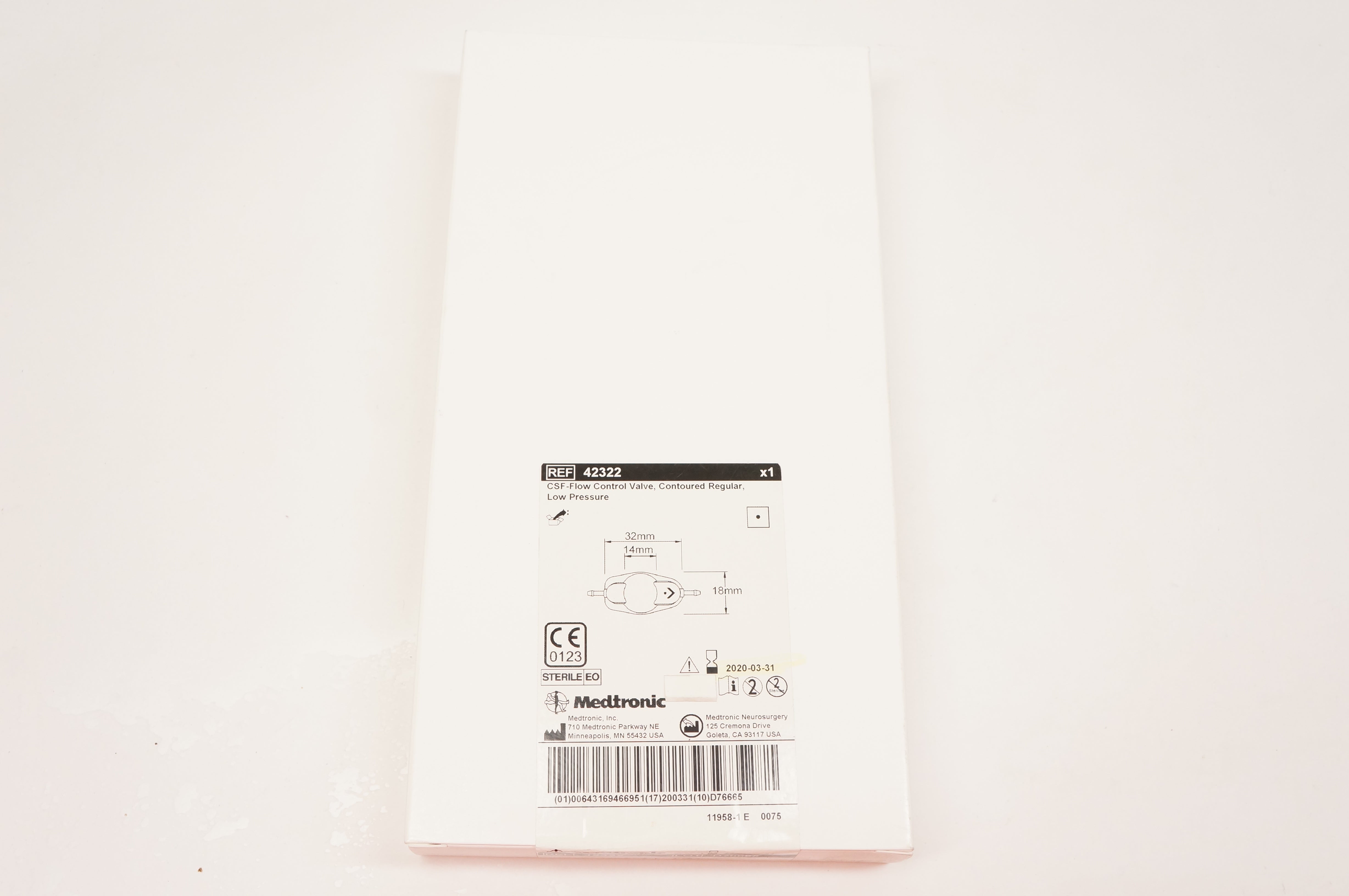 Medtronic 42322 CSF-Flow Control Valve, Contoured Regular, Low Pressure (x)
