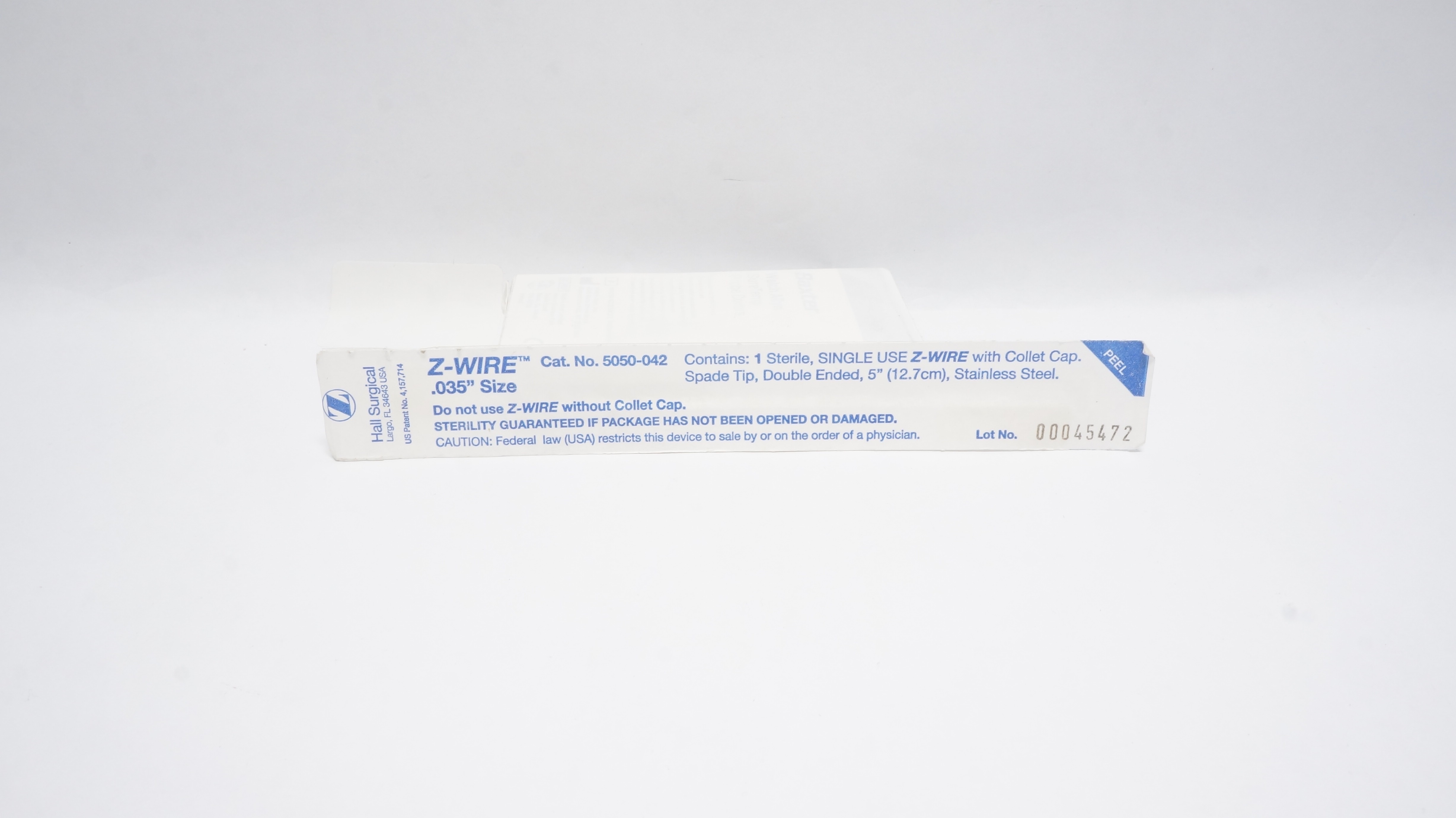Hall 5050-042 Single Use Z-Wire w/Collect Cap Spade Tip, .035 x 5inch