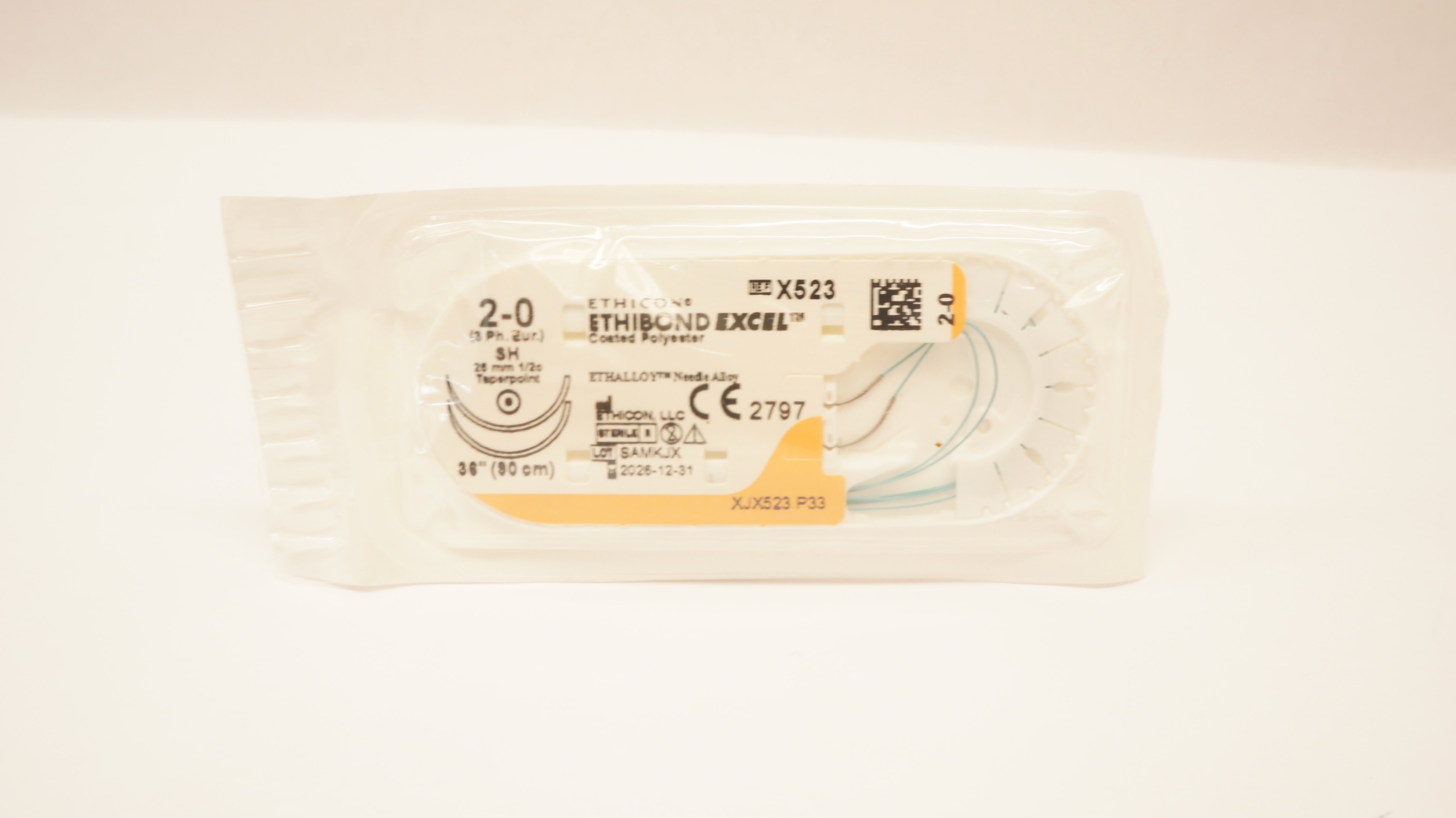 Ethicon X523 2-0 Ethibond Excel Surgical Stre SH 26mm 1/2c Taperpoint, 36inch