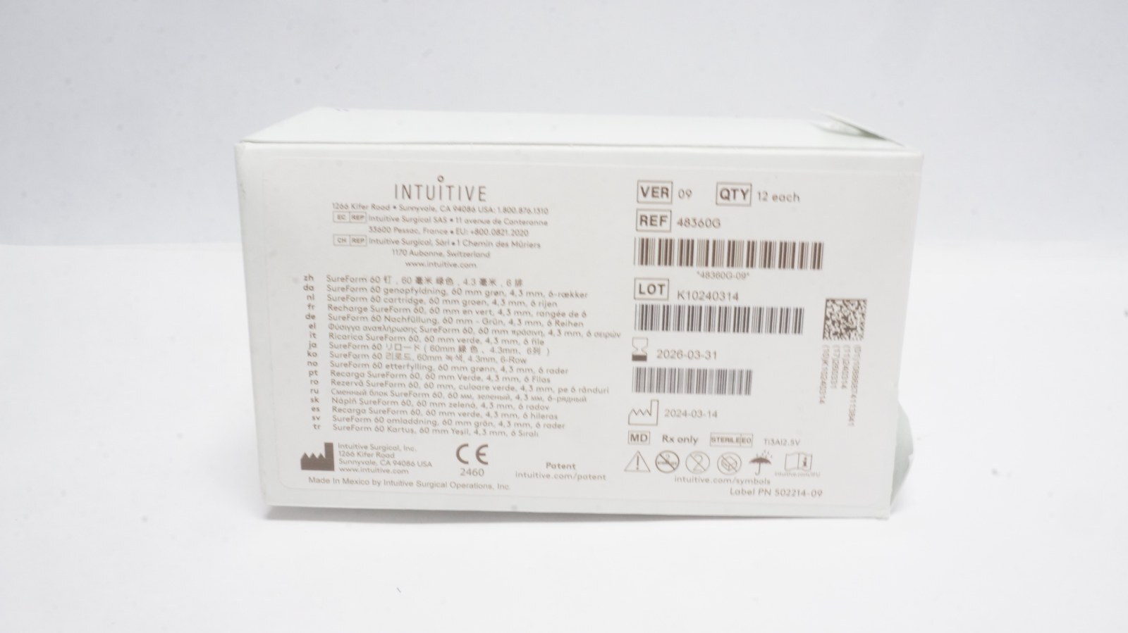 Intuitive 48360G SureForm 60 reload 60 mm Green 6-Row 4.3 mm - box of 11