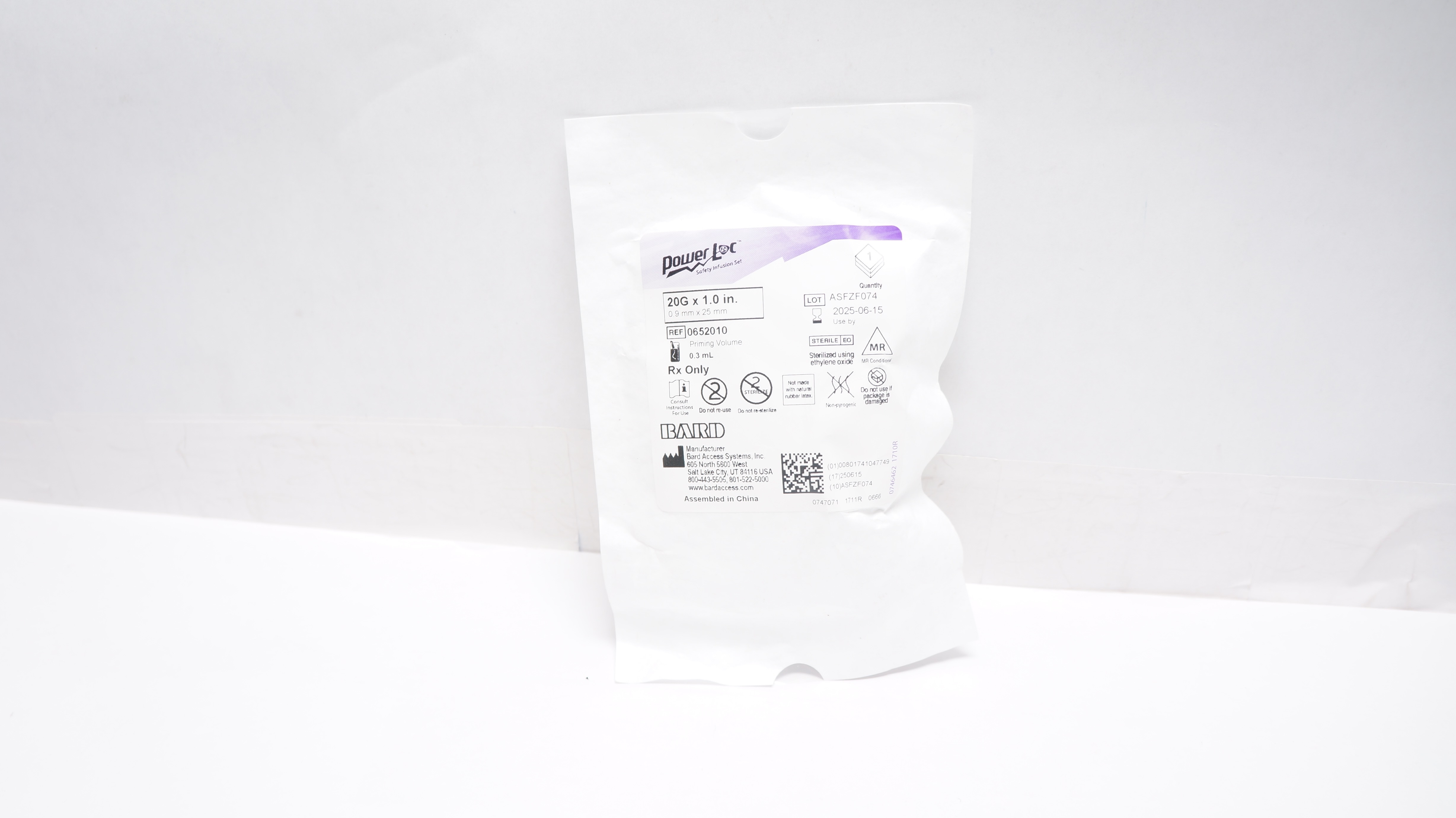 Bard 0652010 Power Loc Safety Infusion Set 20G x 1.0inch, Priming Volume 0.3mL