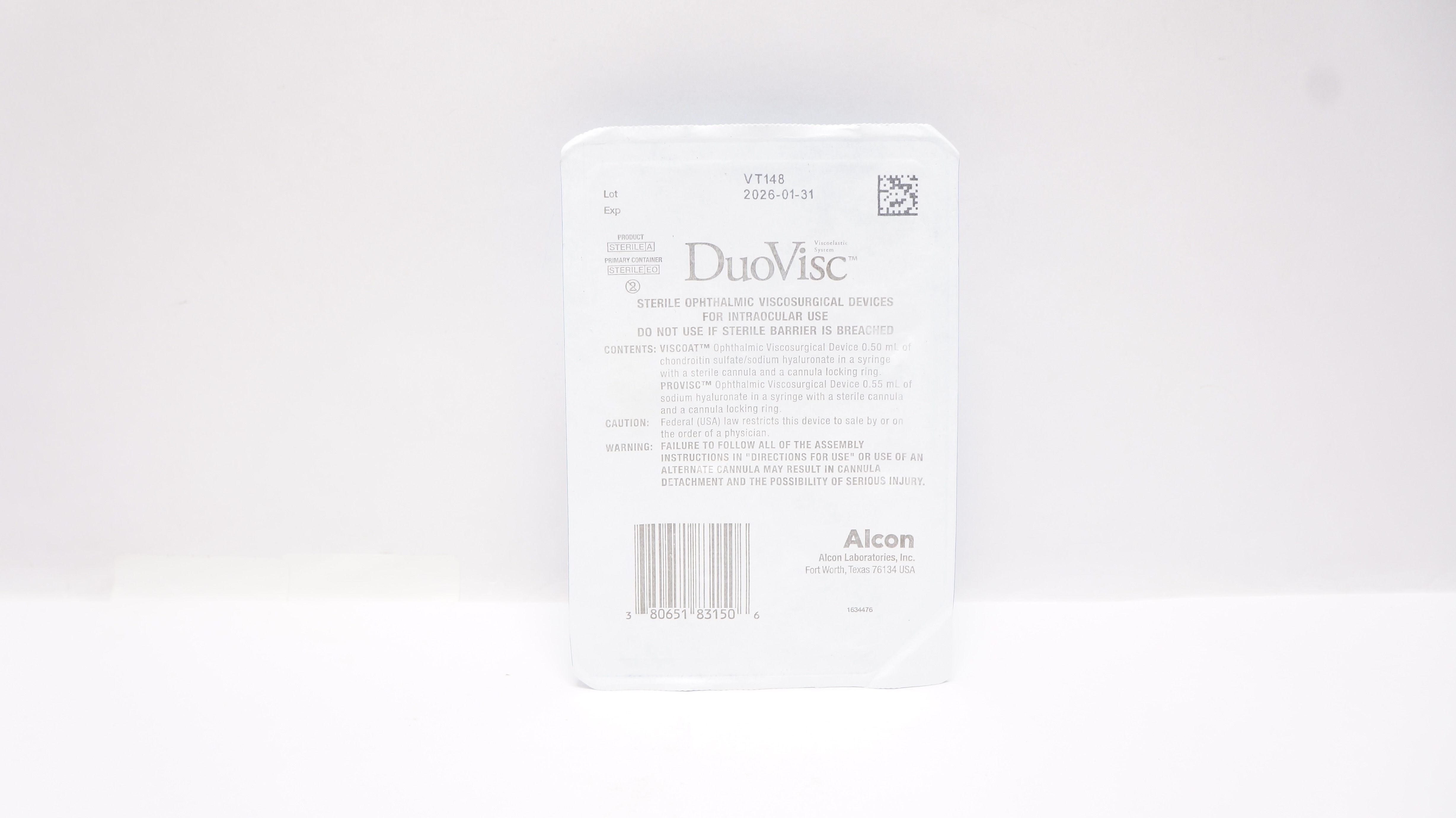Alcon DuoVisc Sterile Ophthalmic Viscosurgical Device for Intraocular Use (x)