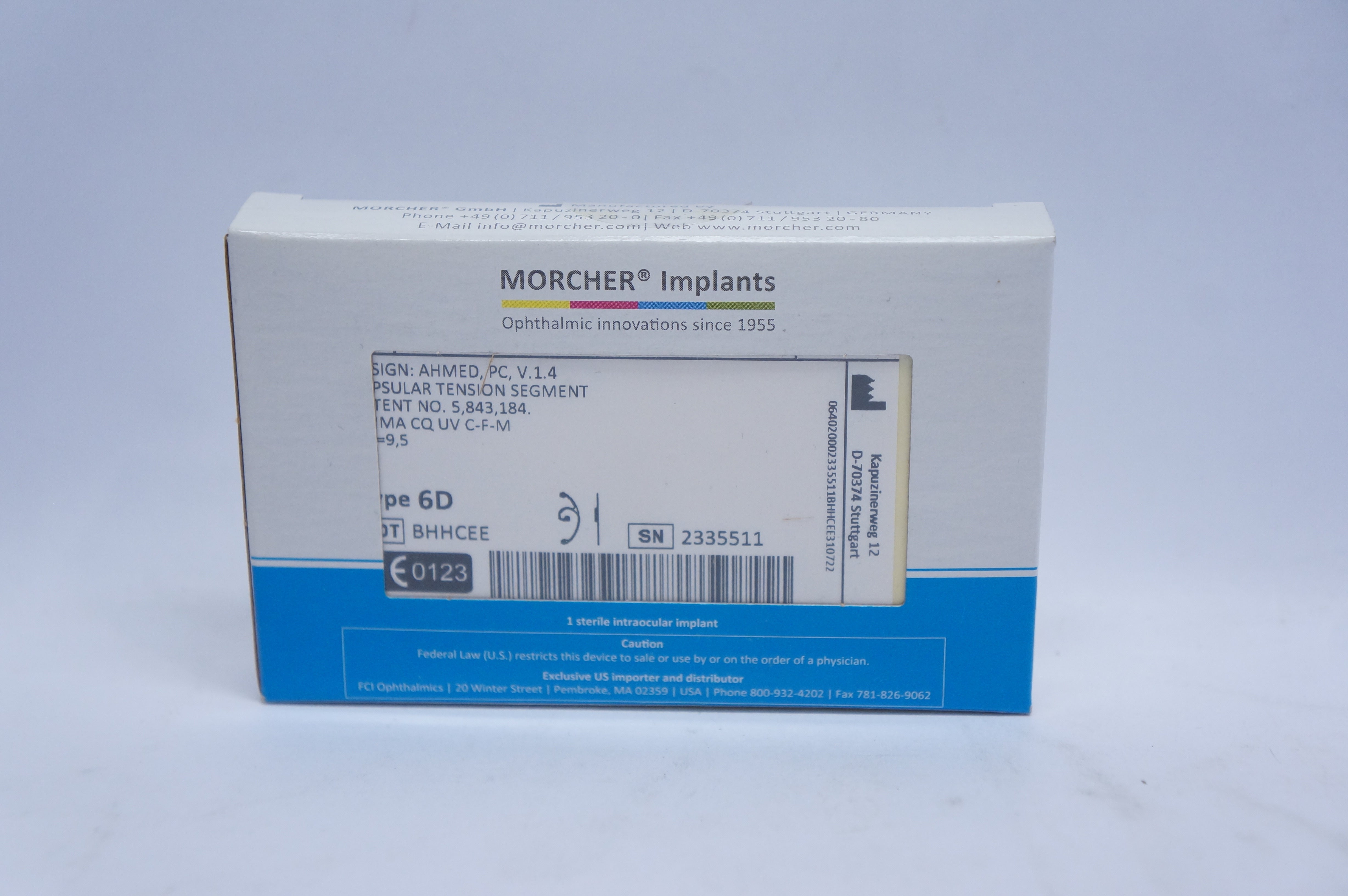 Morcher 2152842 Implants Design Ahmed PC Capsular Tension Segment Type 6D T=9.5