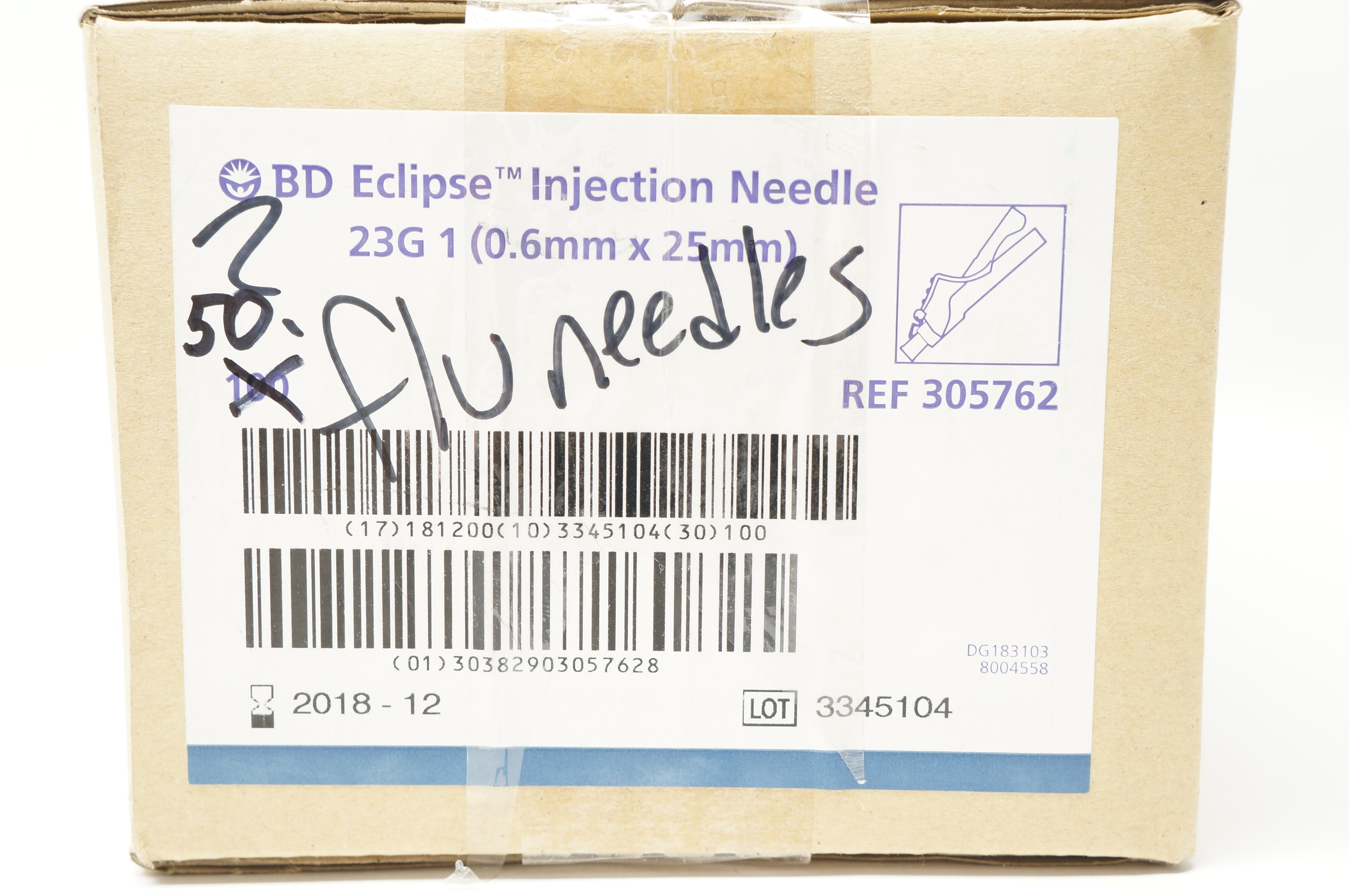 BD 305762 Eclipse Injection Ndle. 23G x 1 (x) - Box of 50