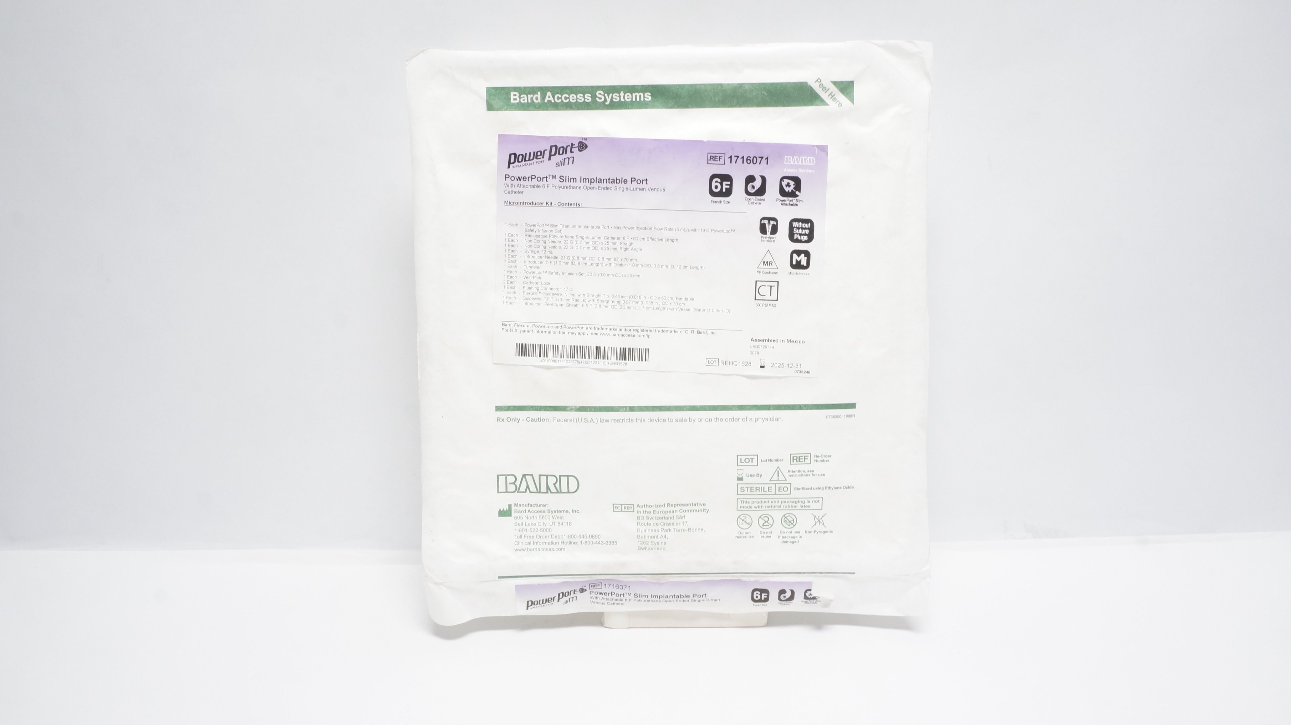 Bard 1716071 PowerPort Slim Implantable Port 6F, Microintroducer Kit