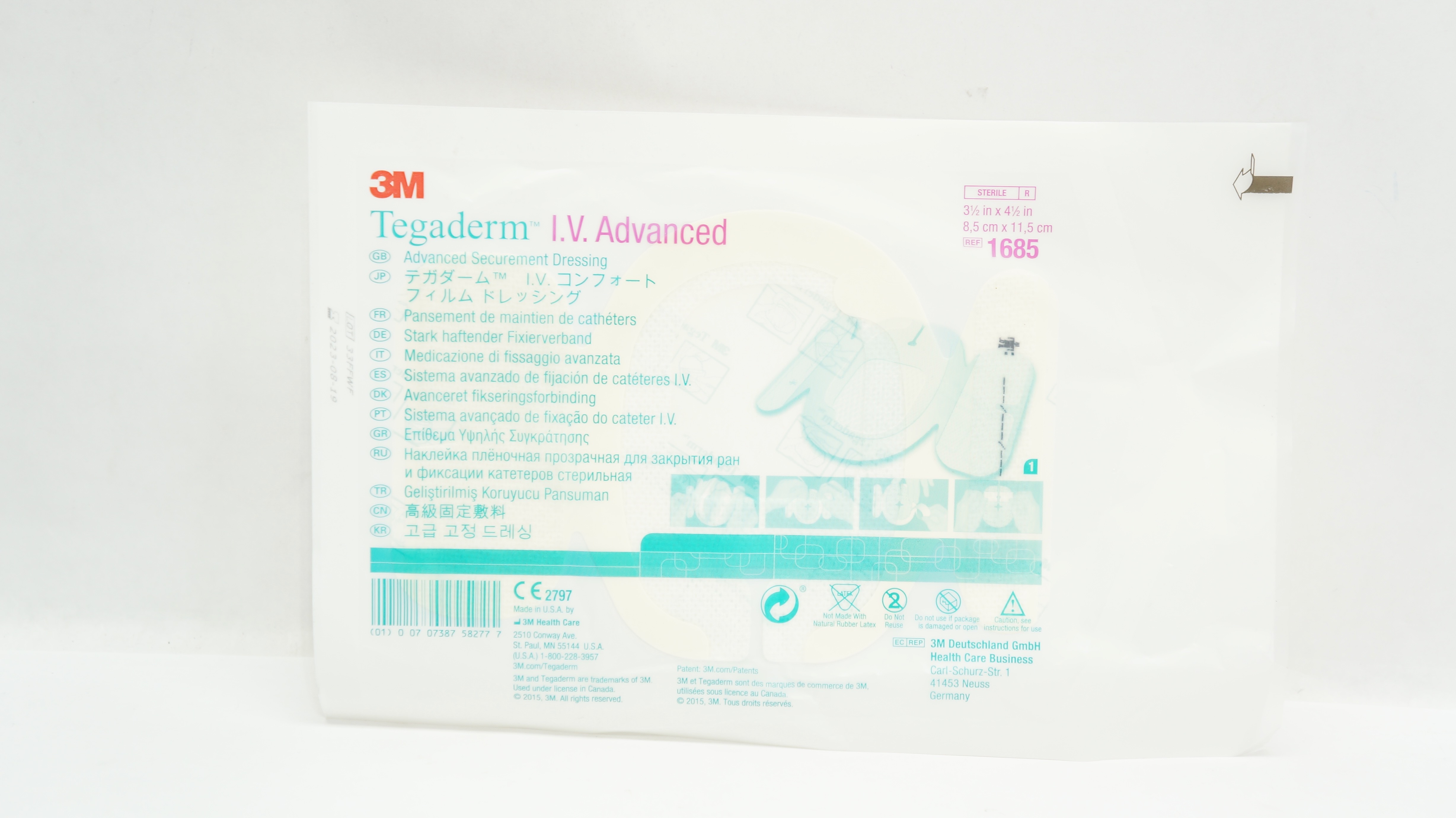 3M 1685 Tegaderm I.V. Advanced Securement Dressing 3-1/2 x 4 1/2 inch (x)