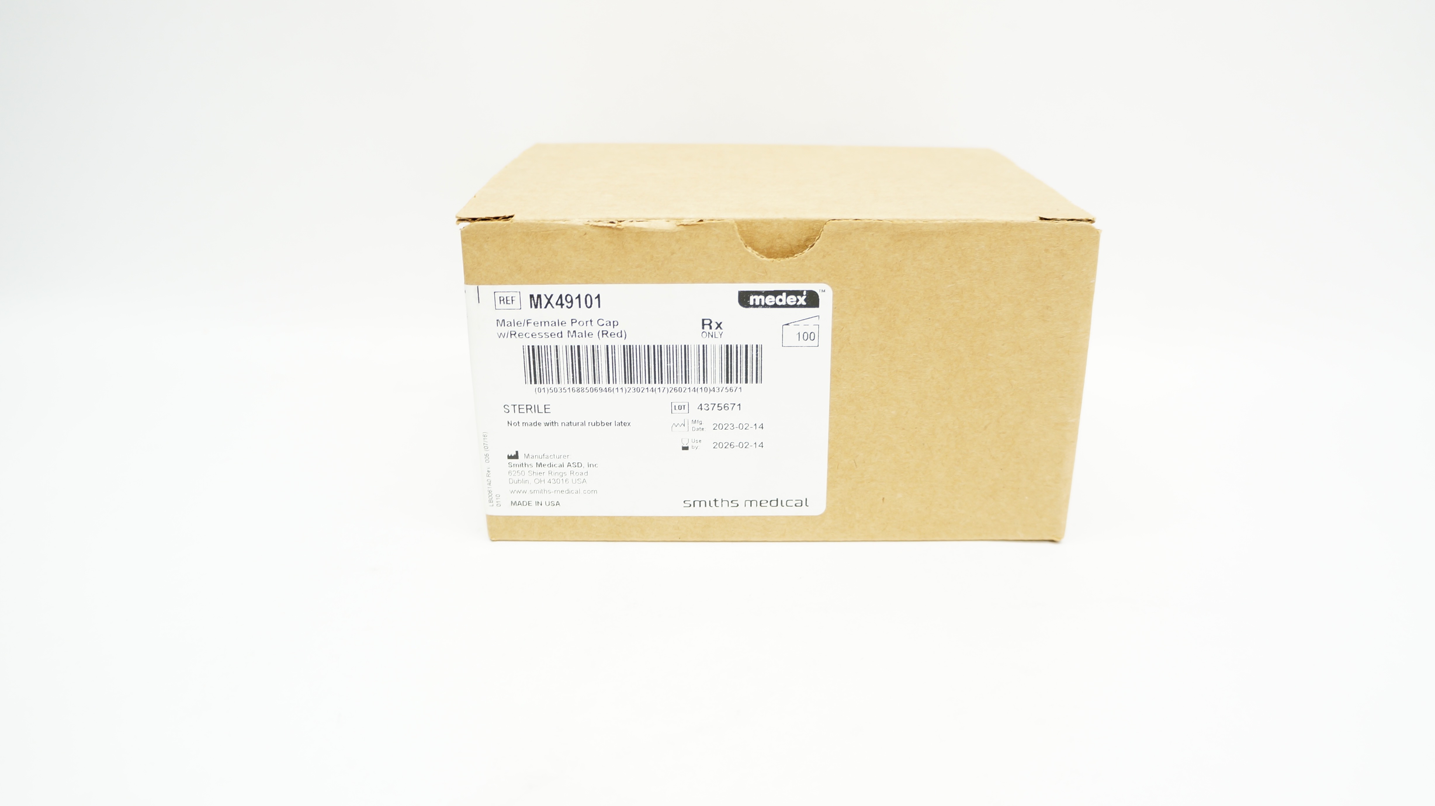 Smiths Medical MX49101 Male/Female Port Cap w/Recessed Male, Red - Case of 100