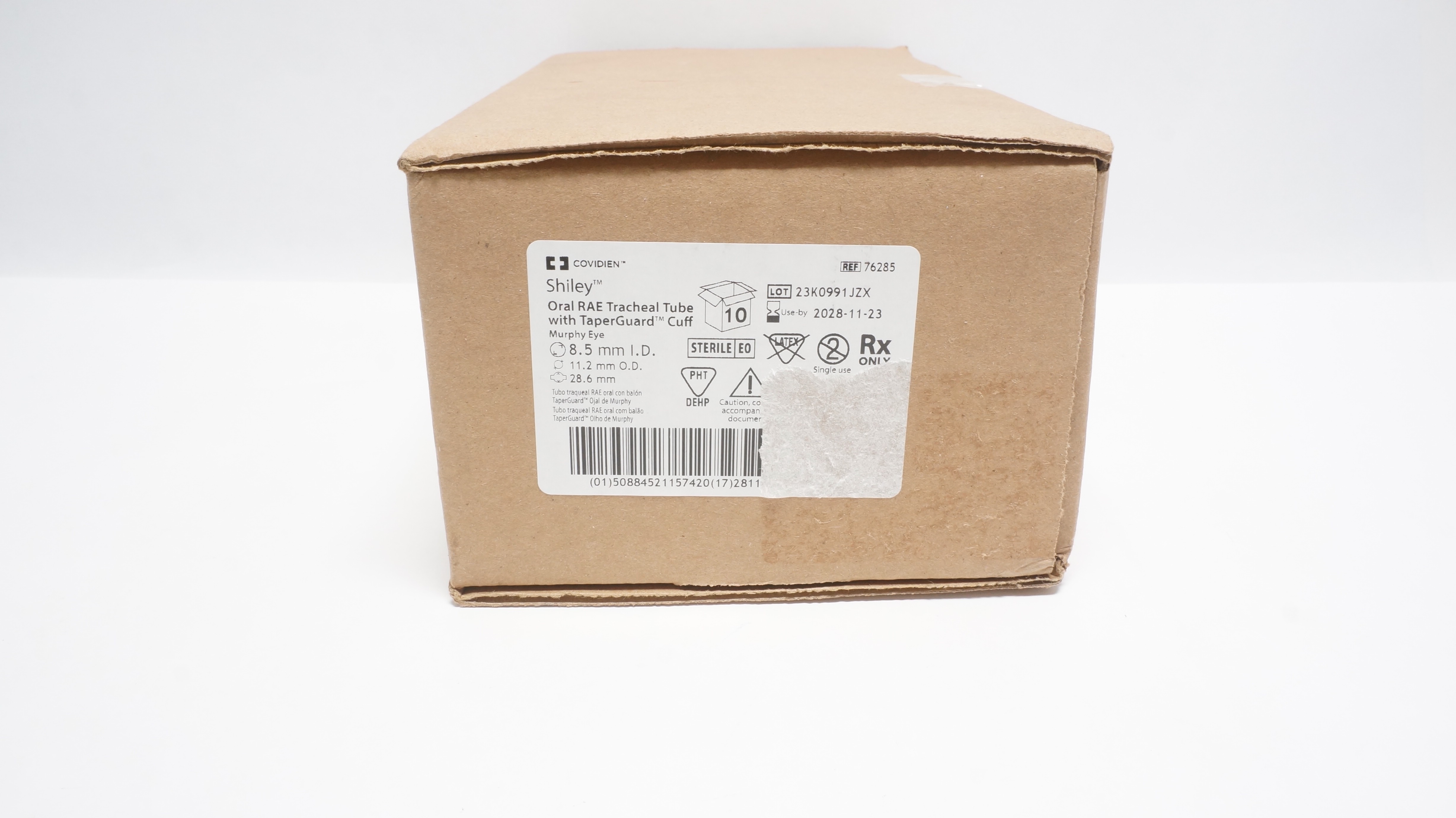 Covidien 76285 Shiley Oral RAE Tracheal Tube W/TaperGuard Cuff 8.5mm - Box of 10