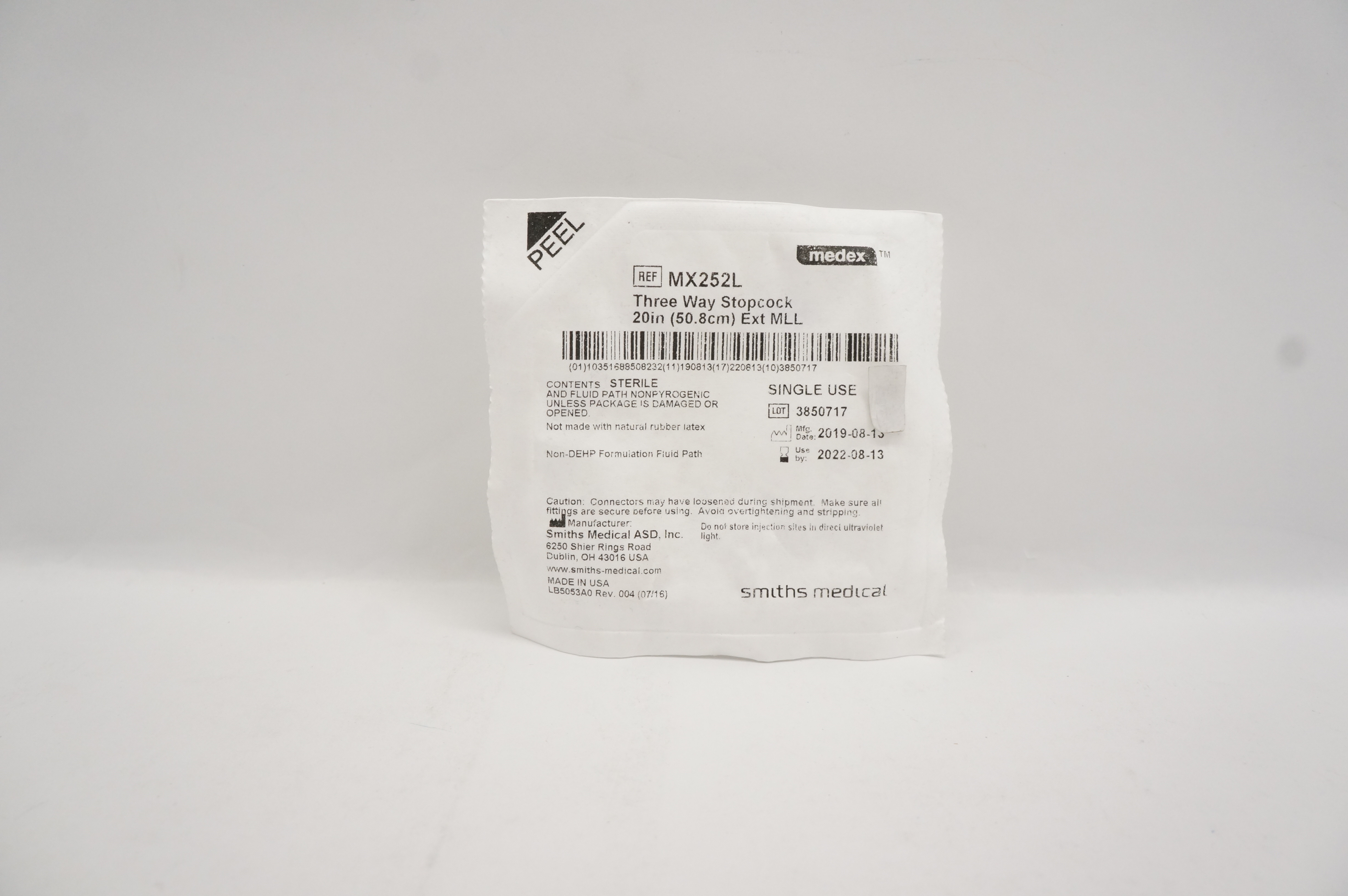 Smiths Medical MX252L Medex Three Way Stopcock 20inch Extension MLL (x)