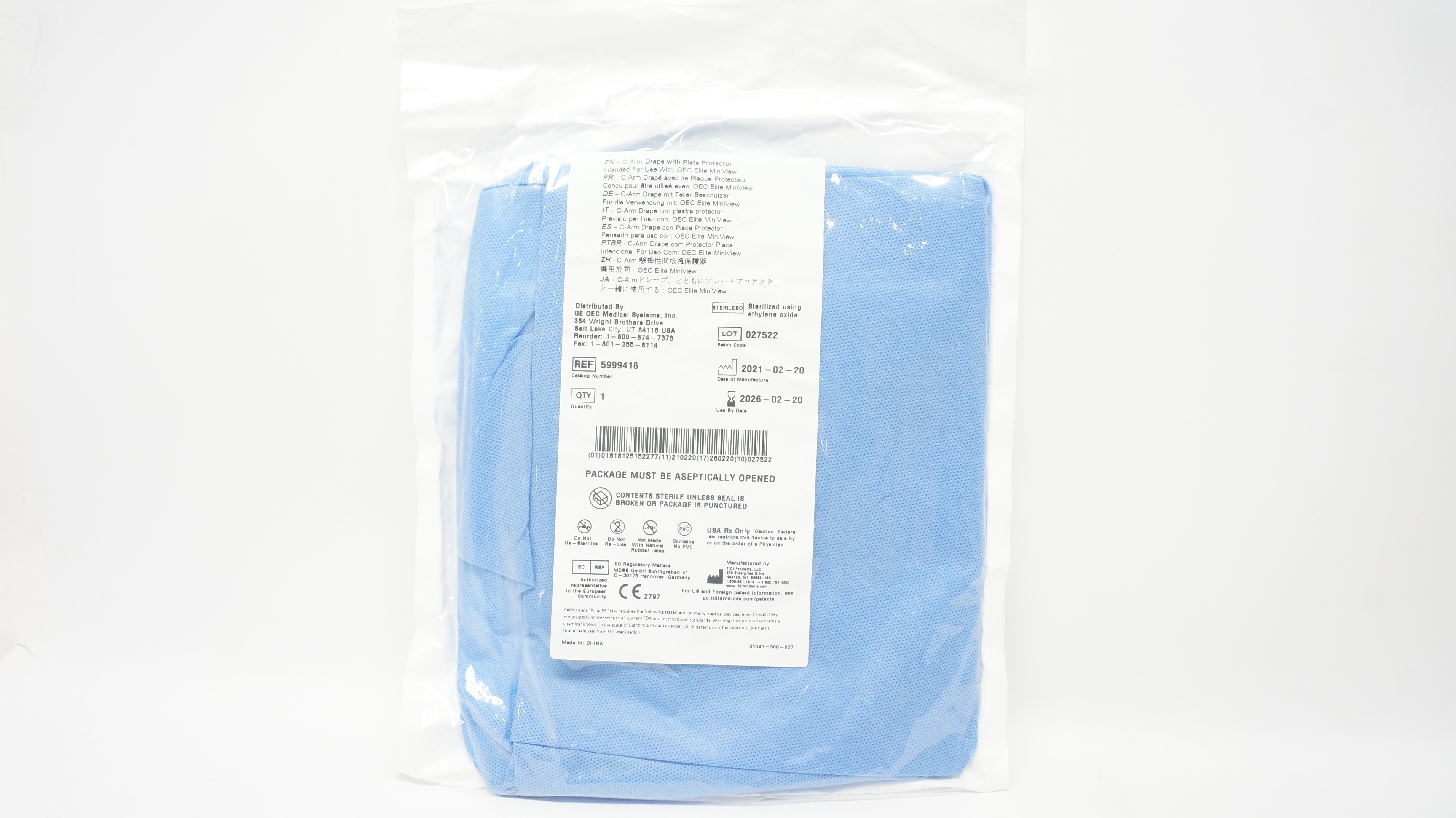 TIDI Products 5999416 C-Arm Drape with Plata Protector