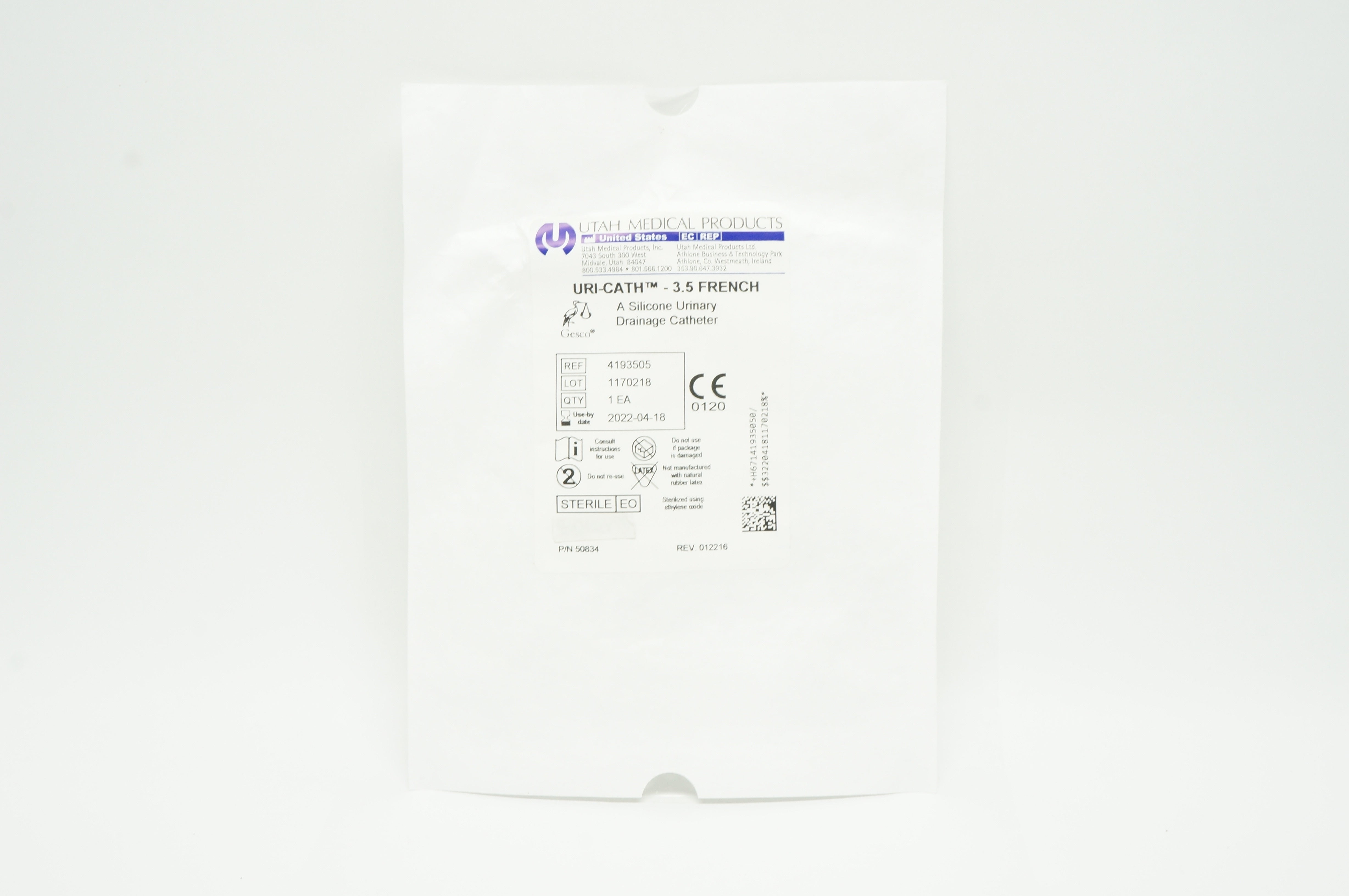 Utah Medical Products 4193505 Uri-Cath Silicone Urinary Drainage Cath. 3.5F