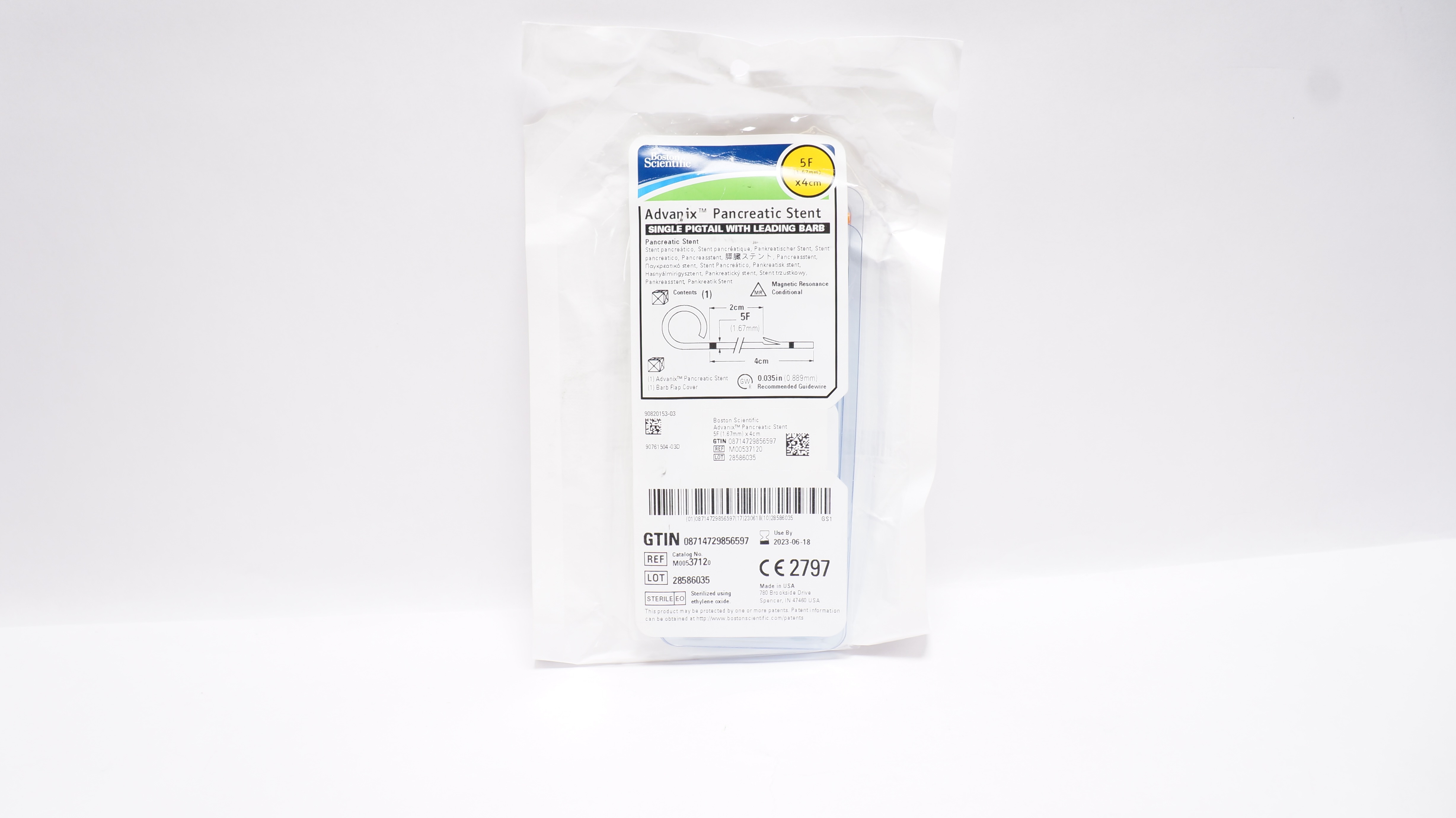 Boston Scientific 3712 Advanix Pancreatic Stnt. 5F x 4cm (x)