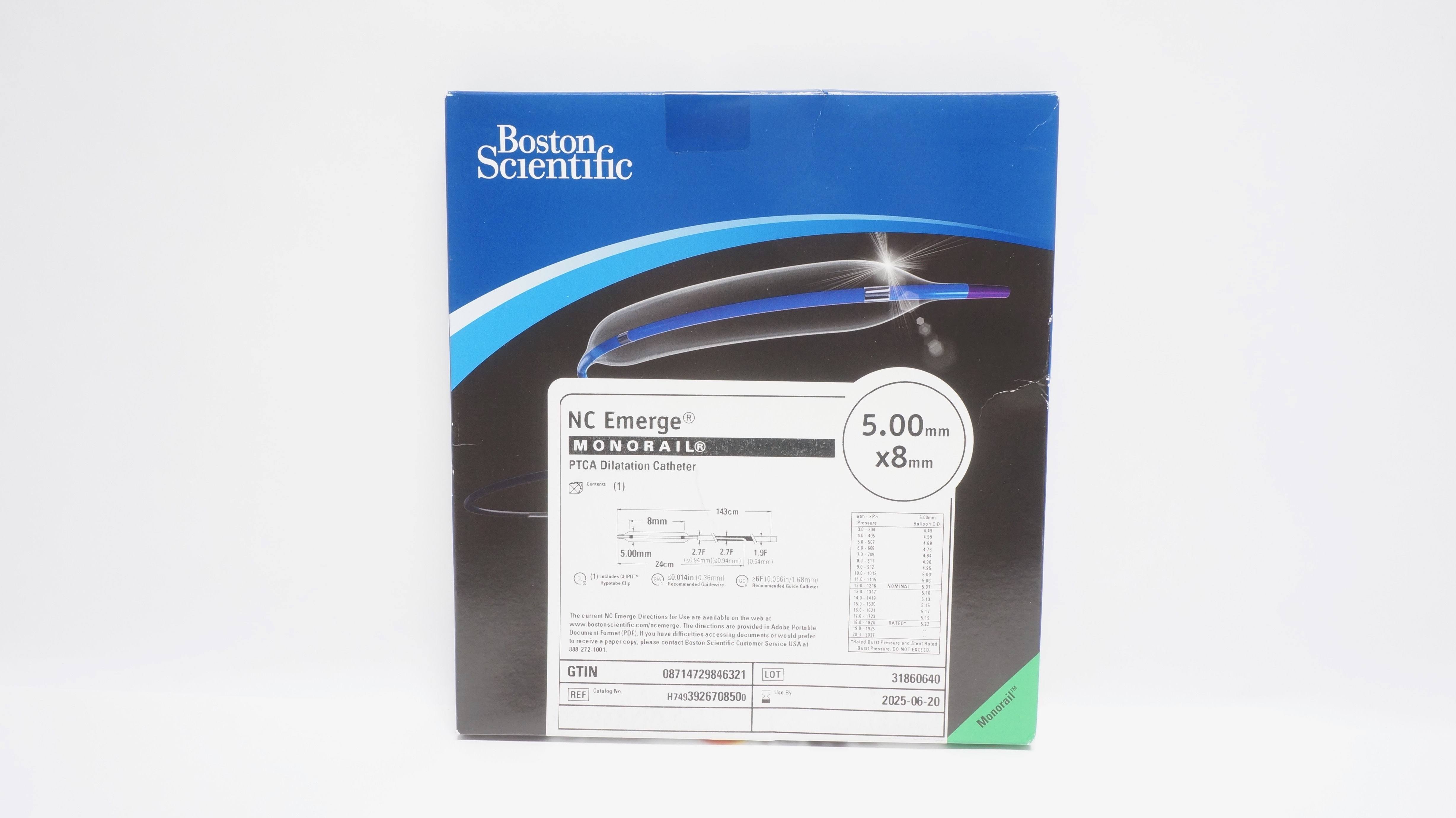Boston Scientific 392670850 NC Emerge PTCA Dilatation Cath. 5.0mm x 8mm (x)