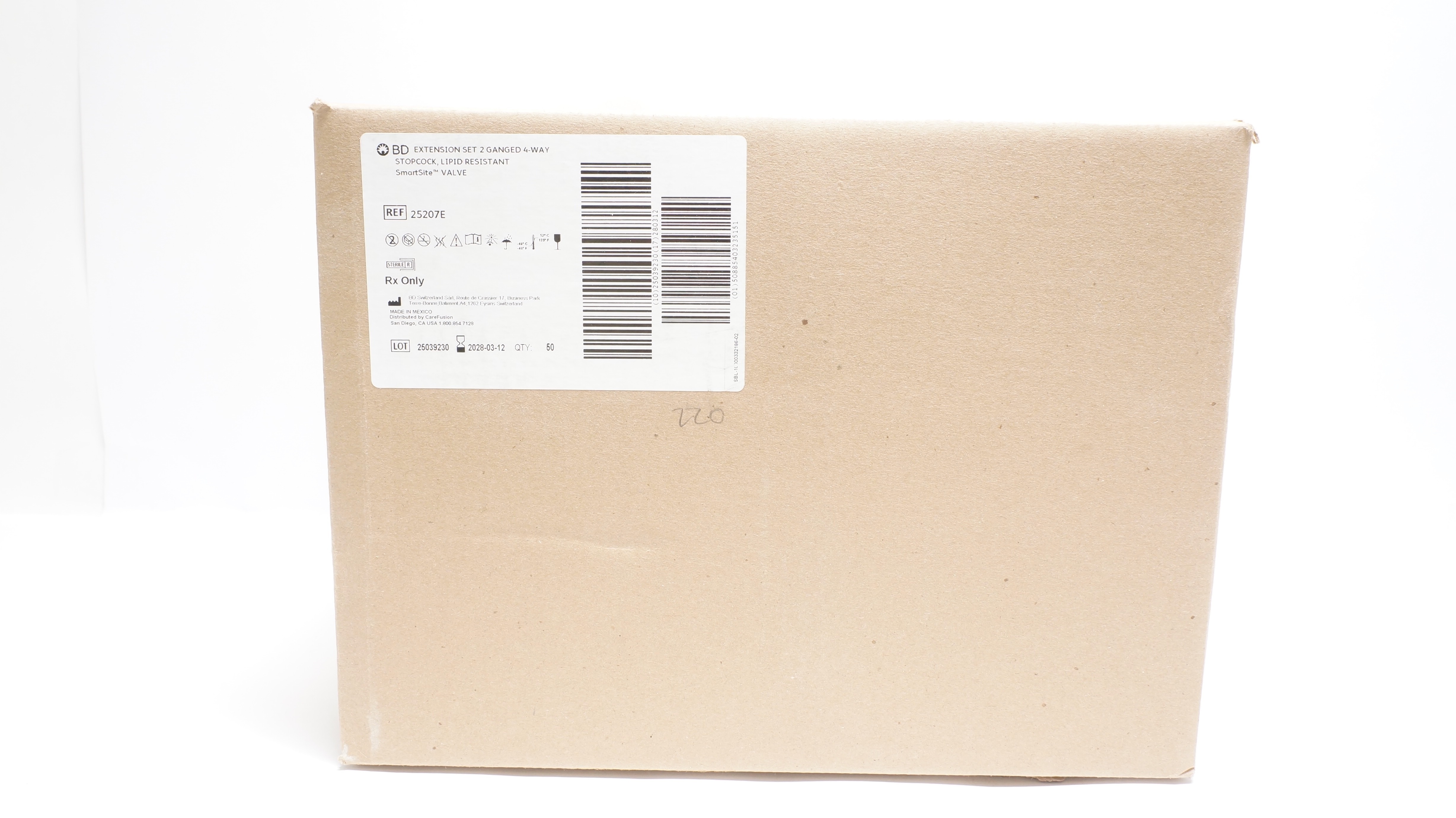 BD 25207E SmartSite Extension Set 4-Way Stopcock -2 Ganged, 5ml, 34In -Box of 50