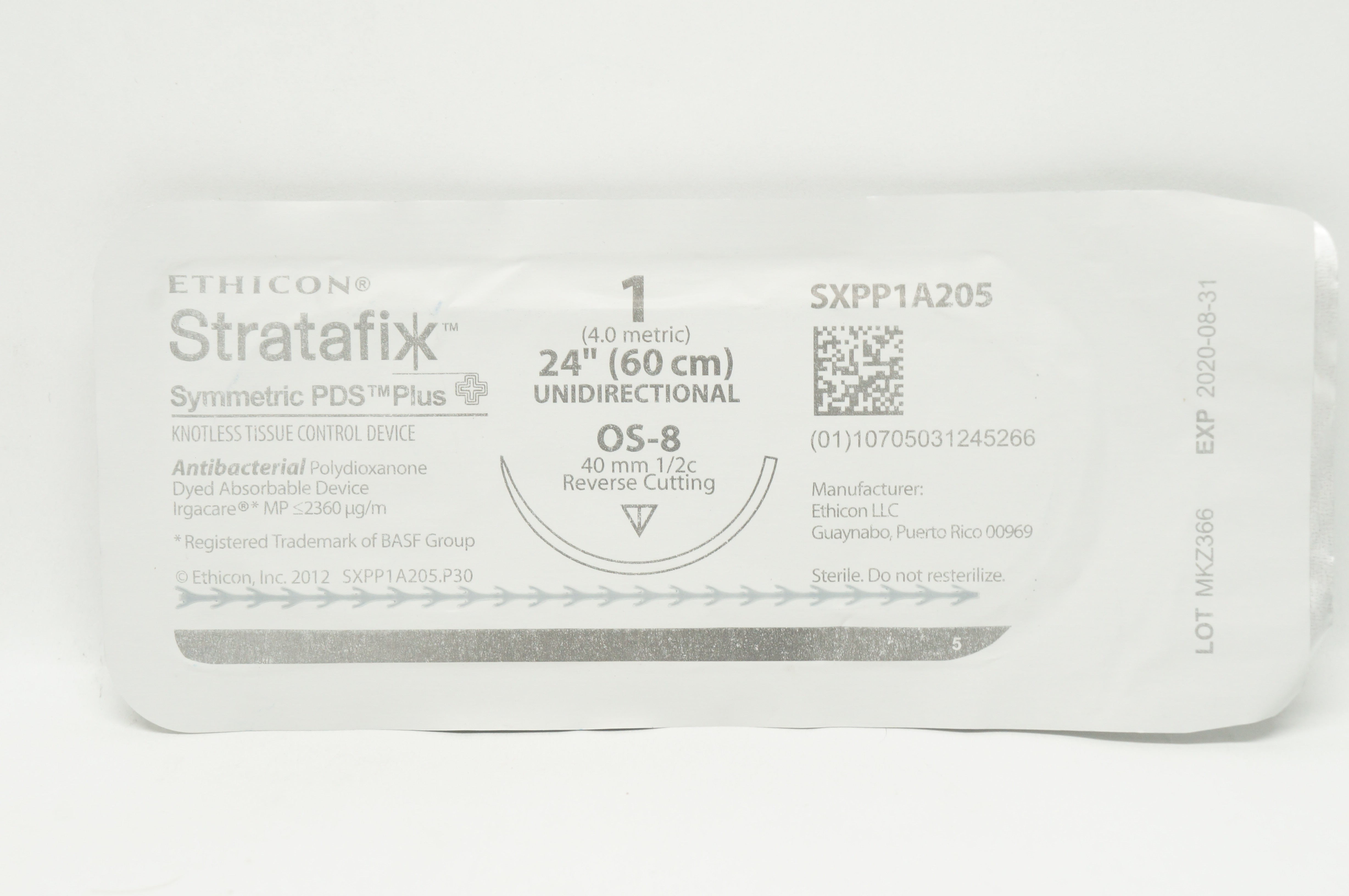 Ethicon SXPP1A205 1 Stratafix, OS-8, 40mm 1/2c Reverse Cutting, 24inch (x)