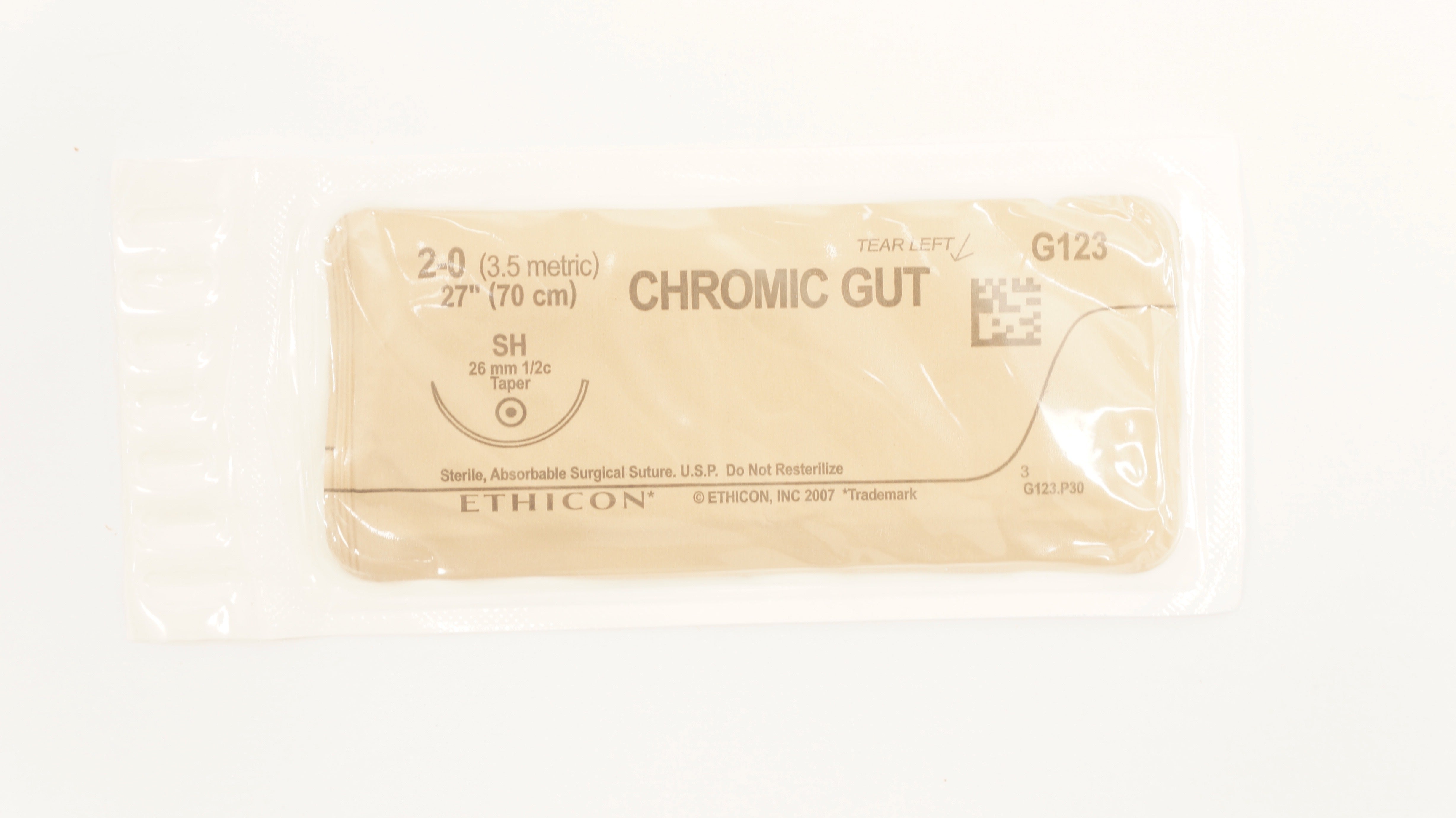 Ethicon G123 2-0 Chromic Gut Surgical Stre SH 26mm 1/2c Taper, 27inch