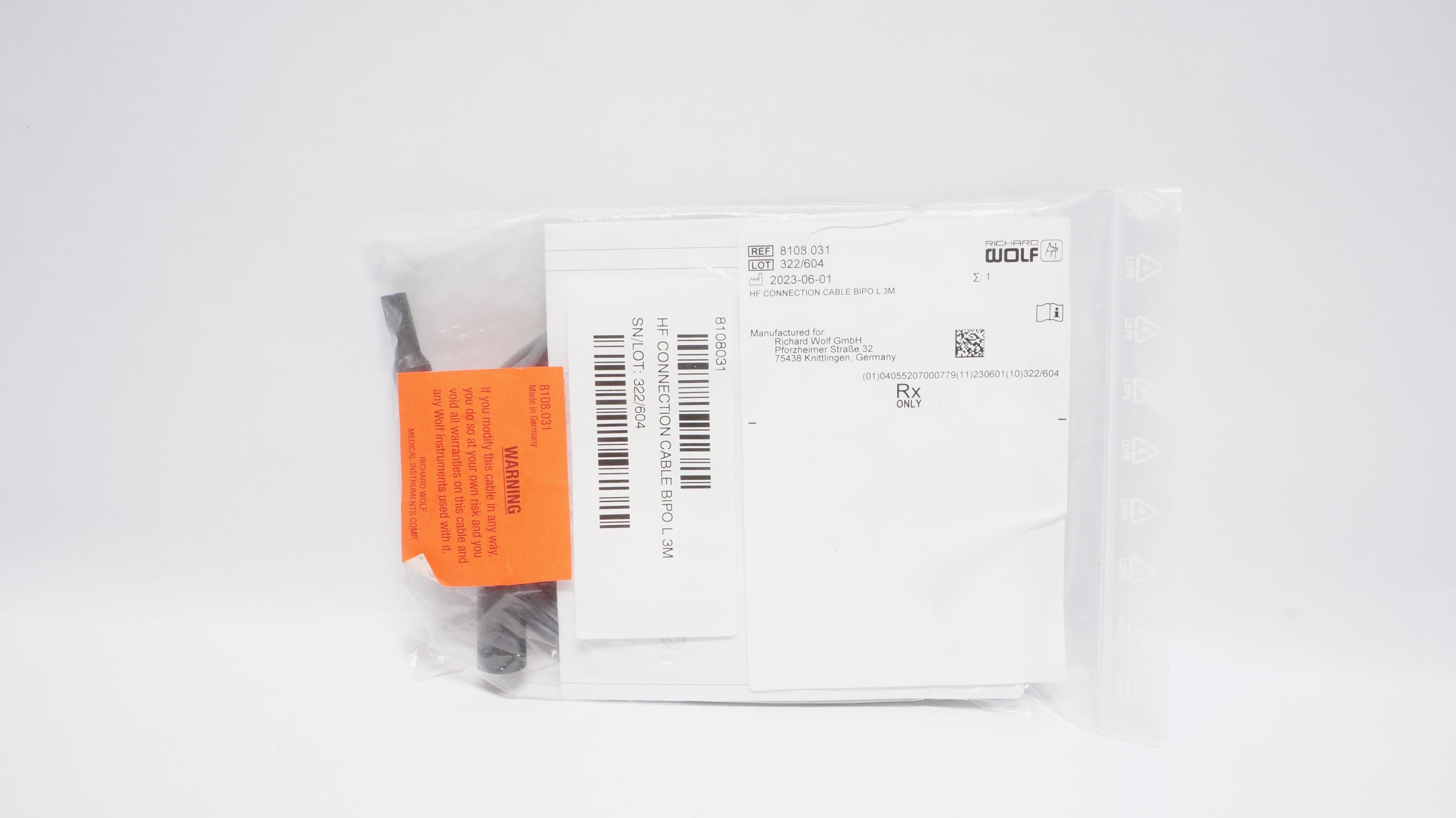 R.Wolf 8108.031 HF Connection Bipolar Cable L 3m