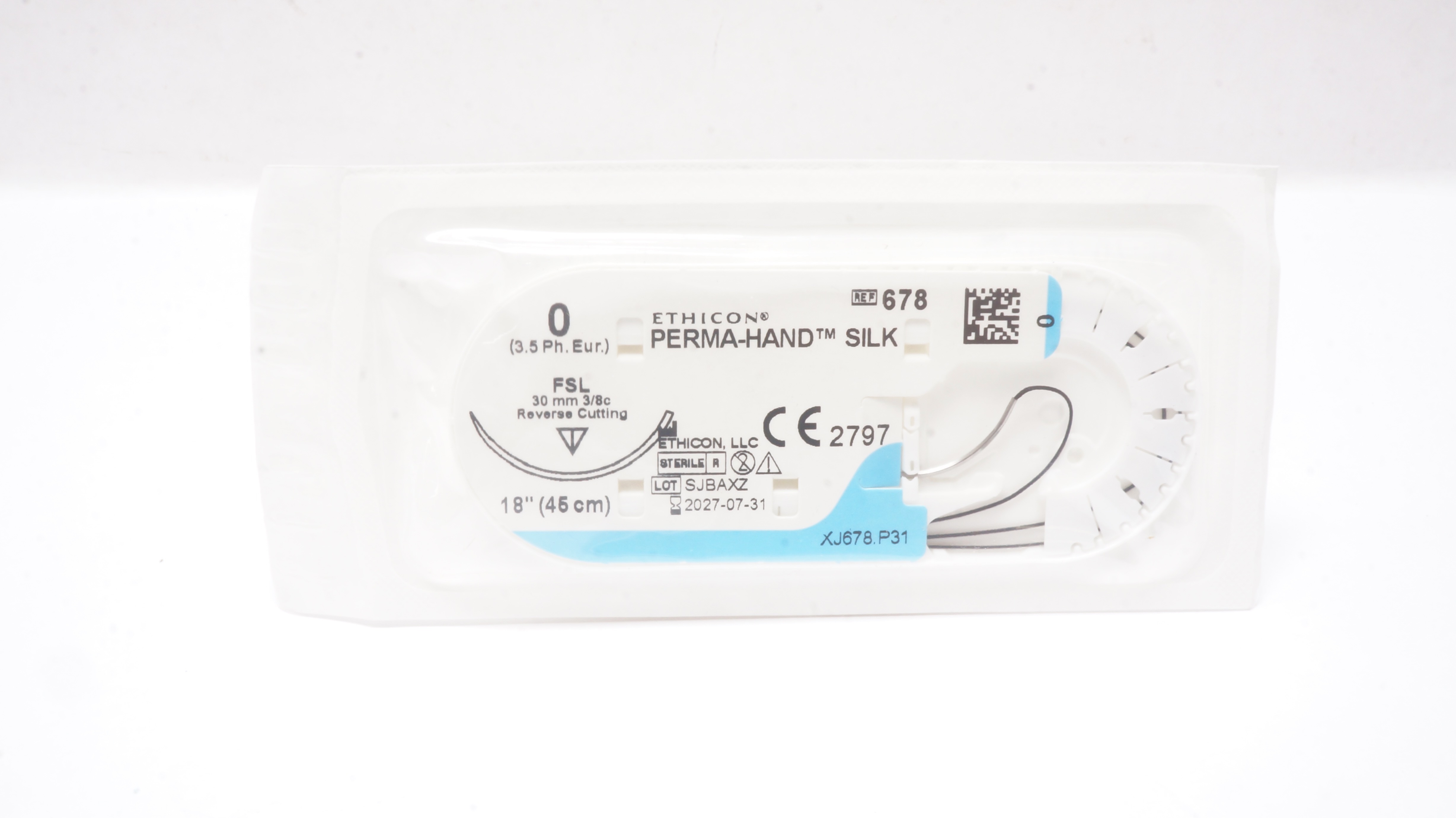 Ethicon 678 0 PERMA-HAND SILK FSL 30mm 3/8c 18inch