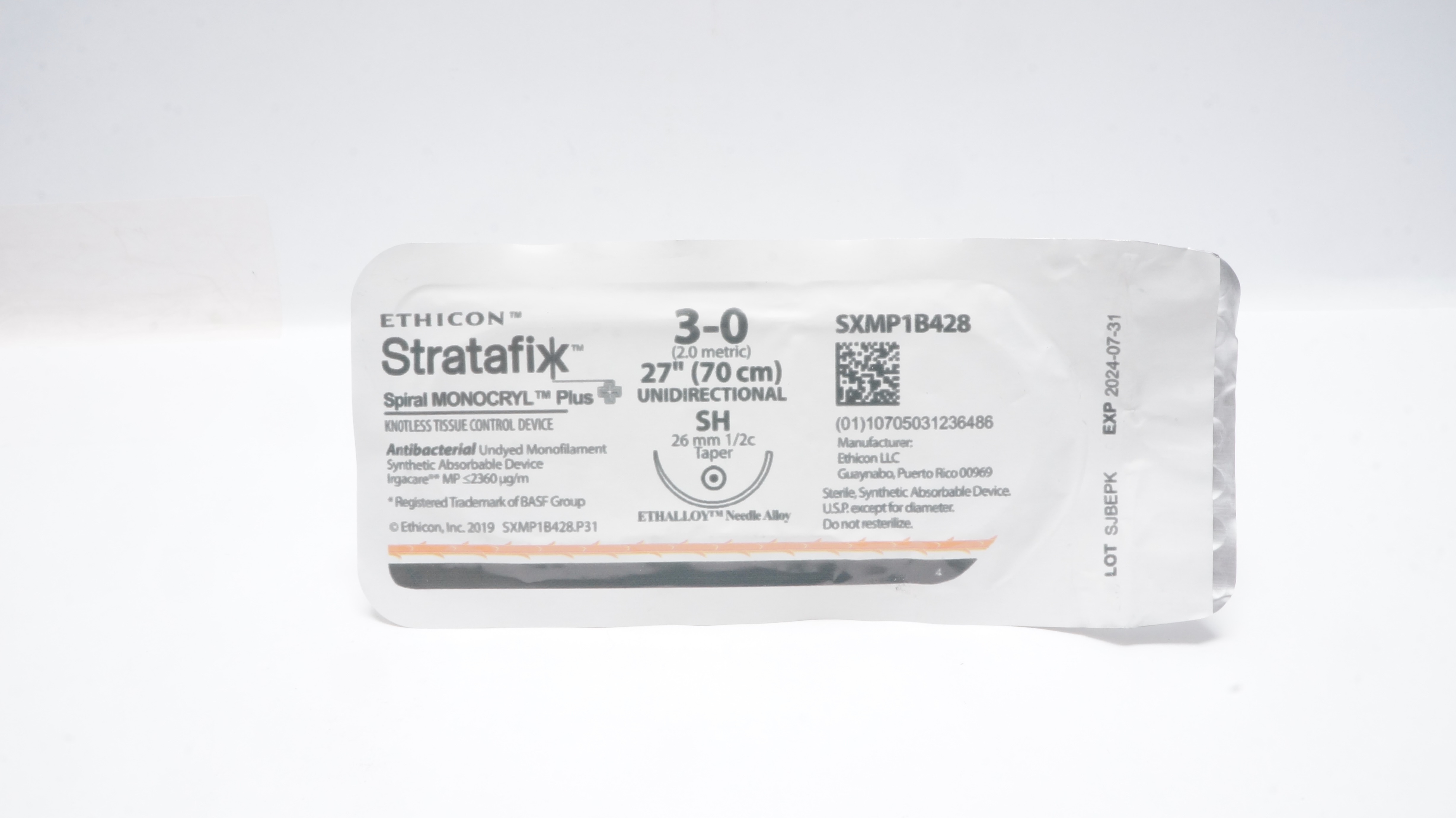 Ethicon SXMP1B428 3-0 Stratafix Monofilament SH 26mm 1/2c Taper, 27inch (x)
