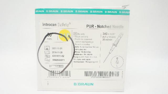 Braun 4251611-02 Introcan Safety Notched Ndle 24G x 0.55inch (x) - Box of 50