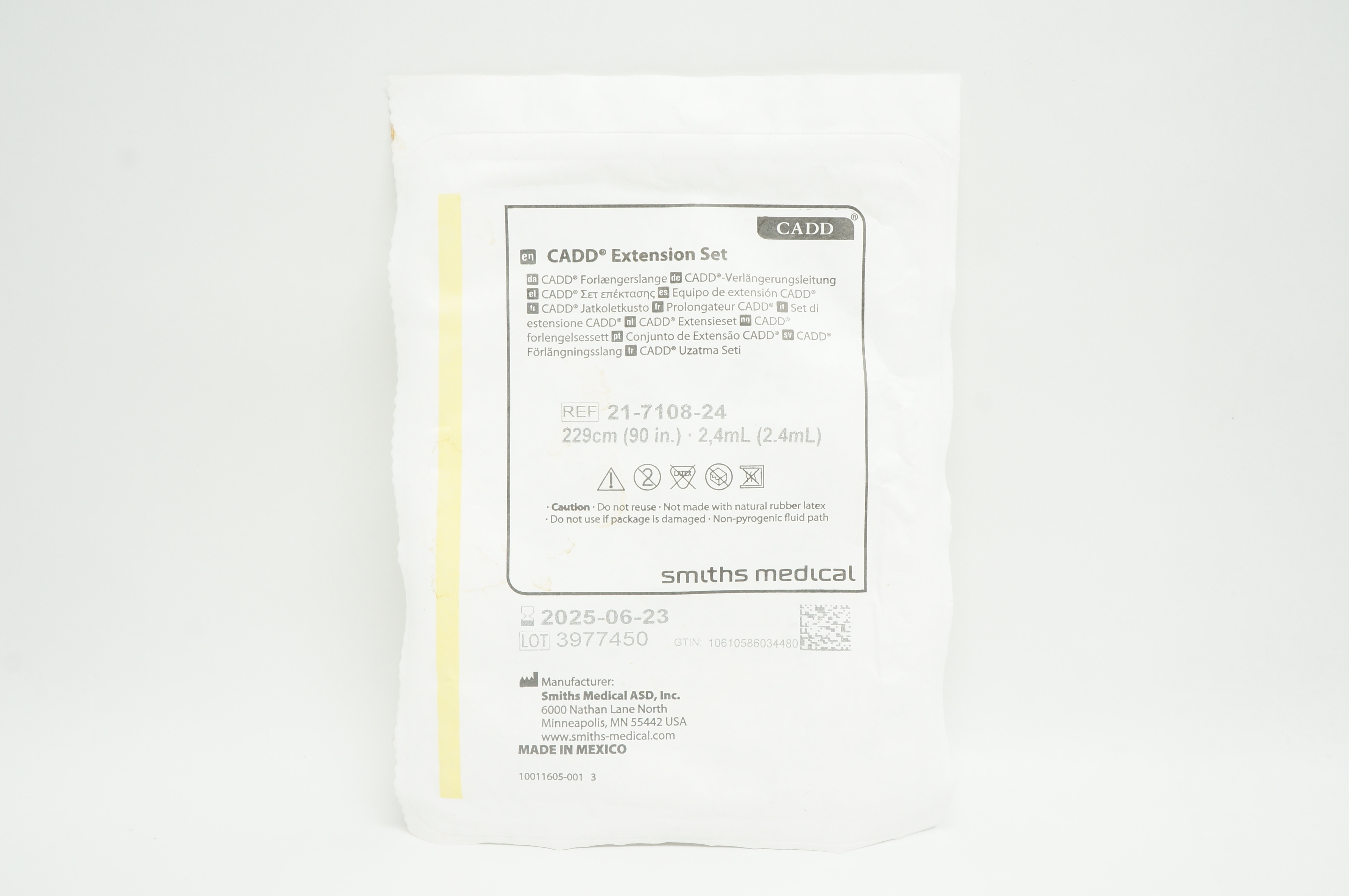 Smiths Medical 21-7108-24 CADD Extension Set 2.4ml, 90inch
