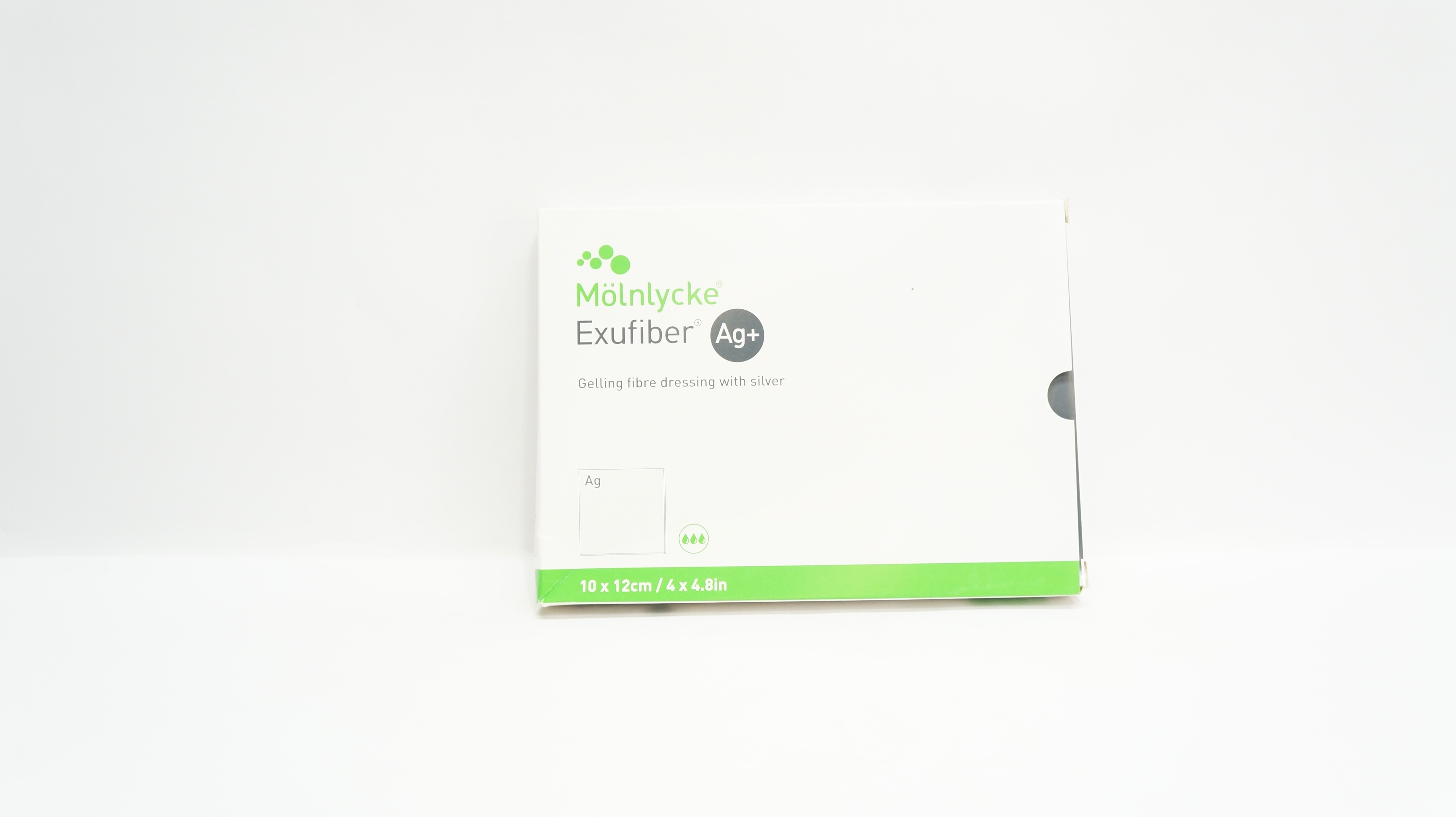 Molnlycke 603422 Exufiber Ag+ Gelling Fiber Dressing 4inch x 4.8inch - Box of 10