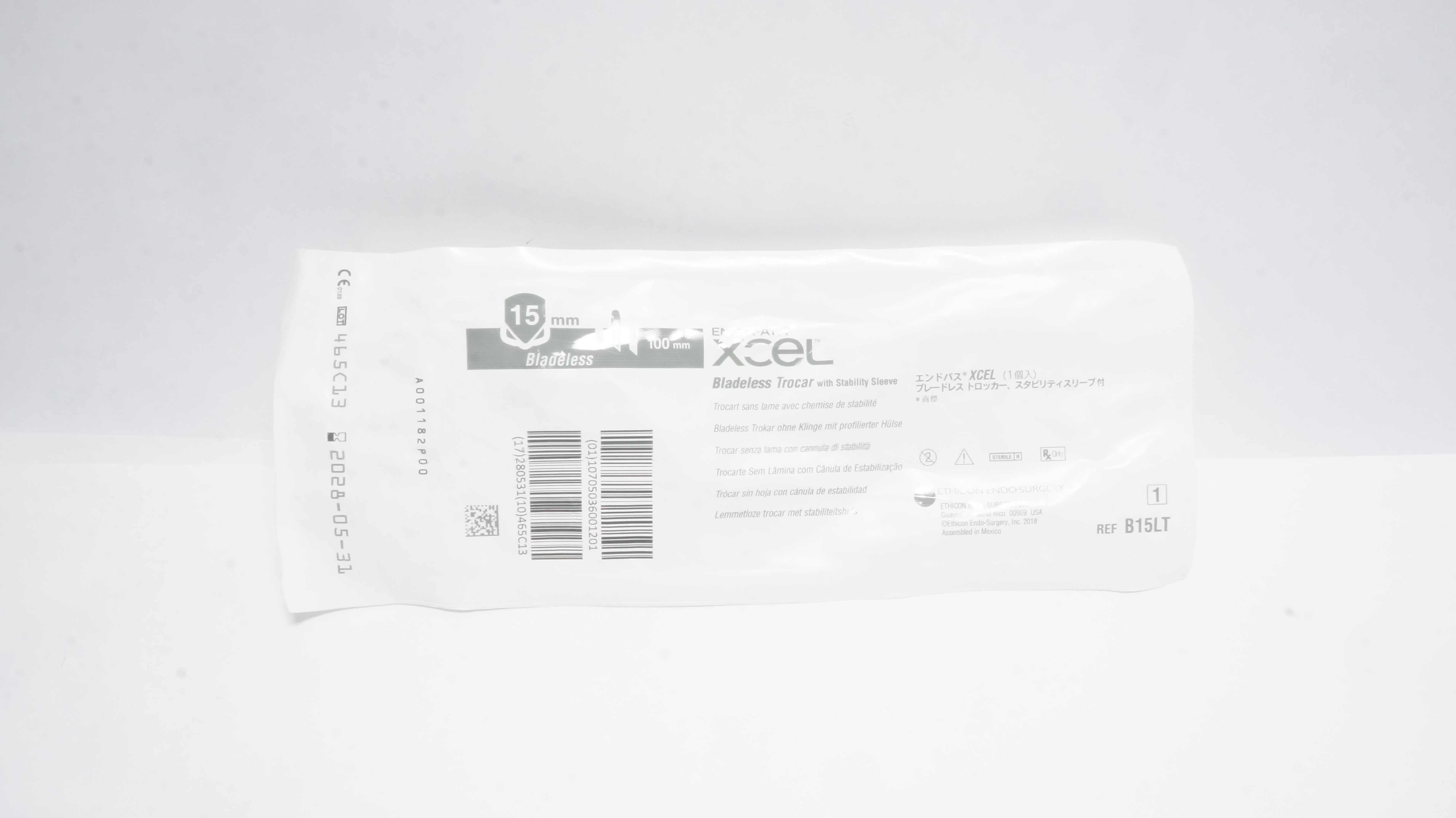 Ethicon B15LT Endopath Xcel Bladeless Trocar with Stability Sleeve 15 x 100mm