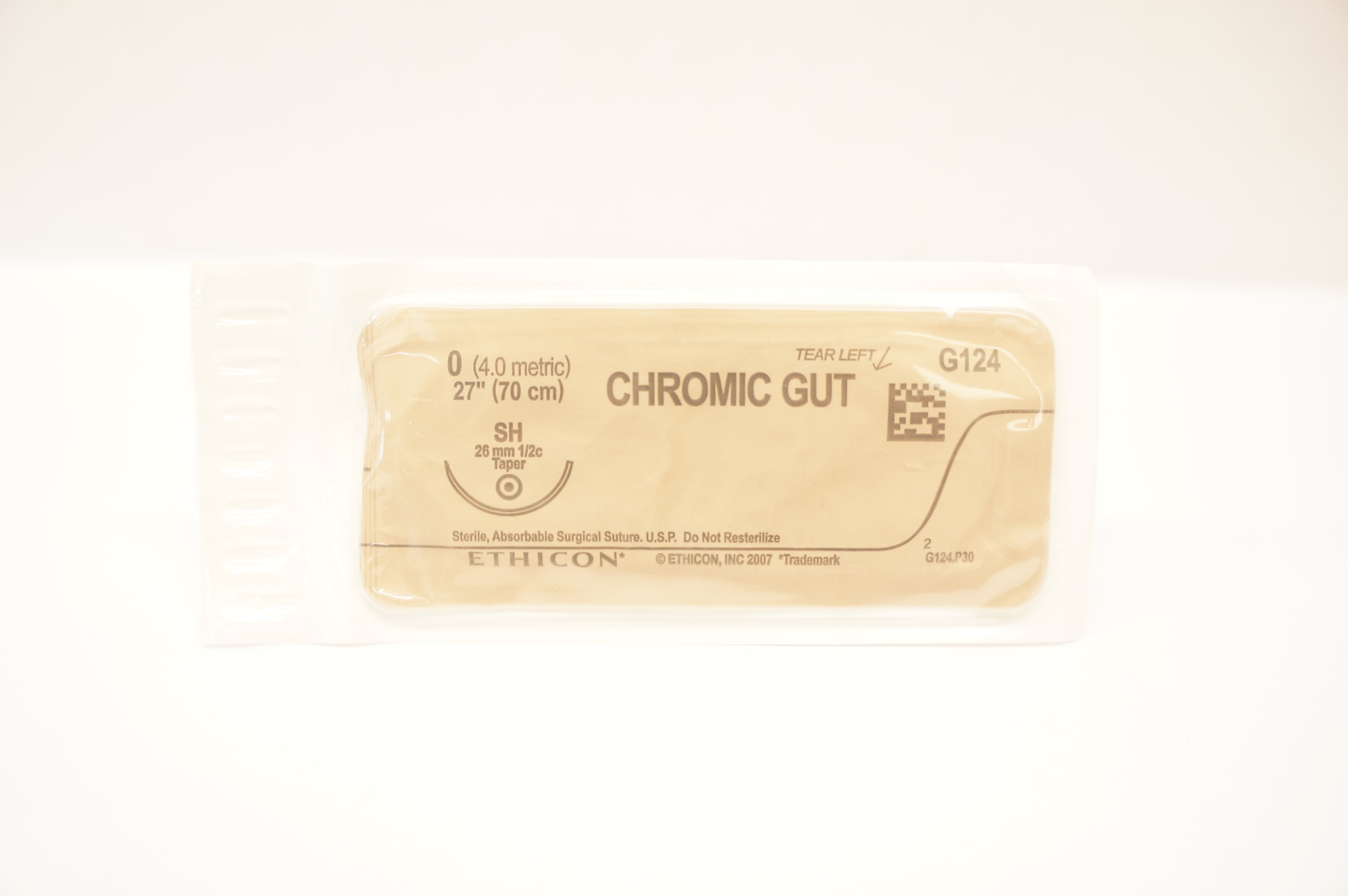 Ethicon G124 0 Chromic Gut Surgical Stre SH 26mm 1/2 Taper, 27inch