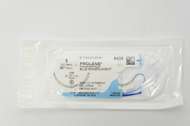 Ethicon 8435 1 Prolene Polypropylene Stre CT 40mm 1/2c Taper, 30inch (x)