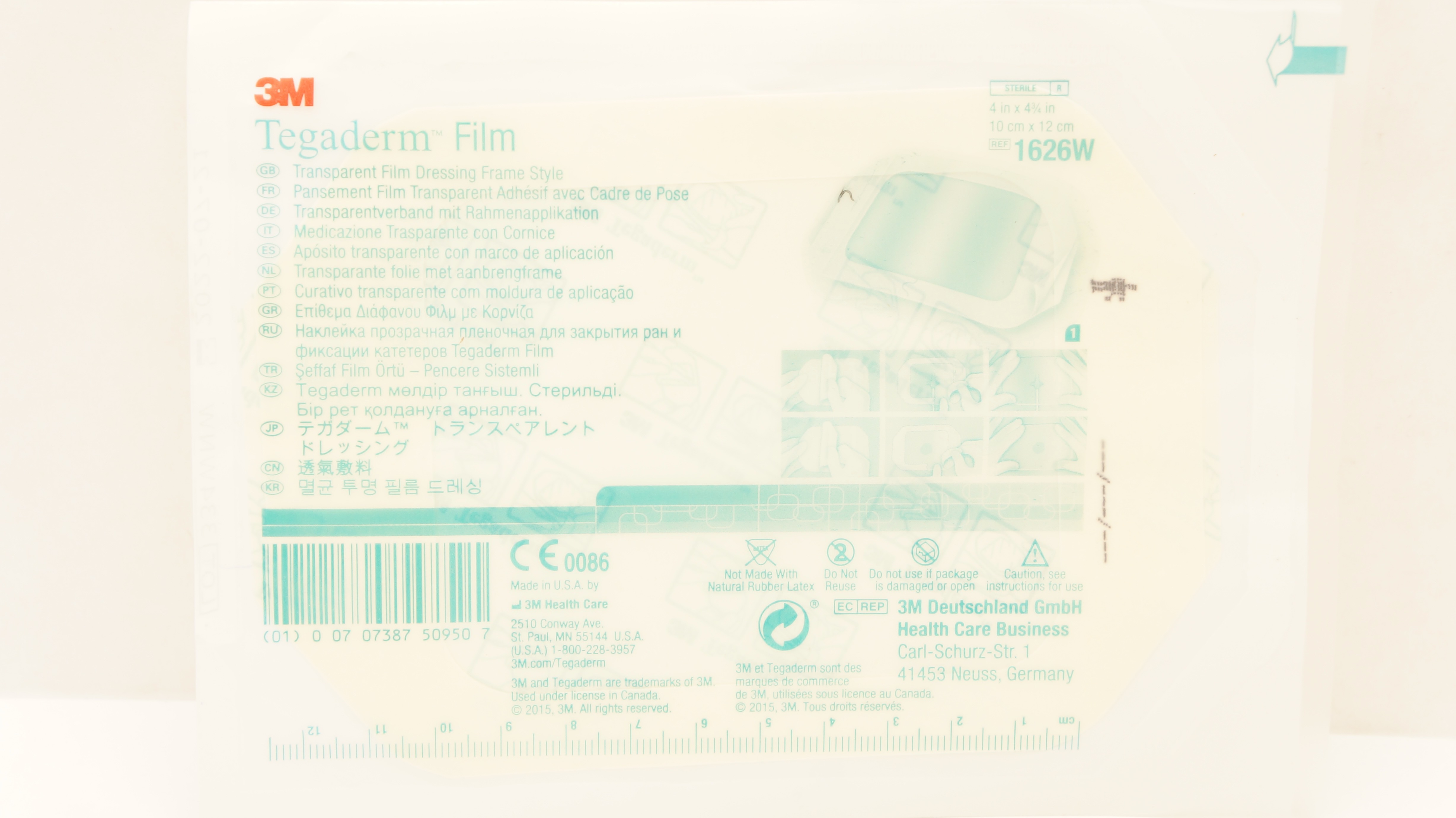 3M 1626W Tegaderm Transparent Film Dressing Frame Style 4inch x 4-3/4inch (x)