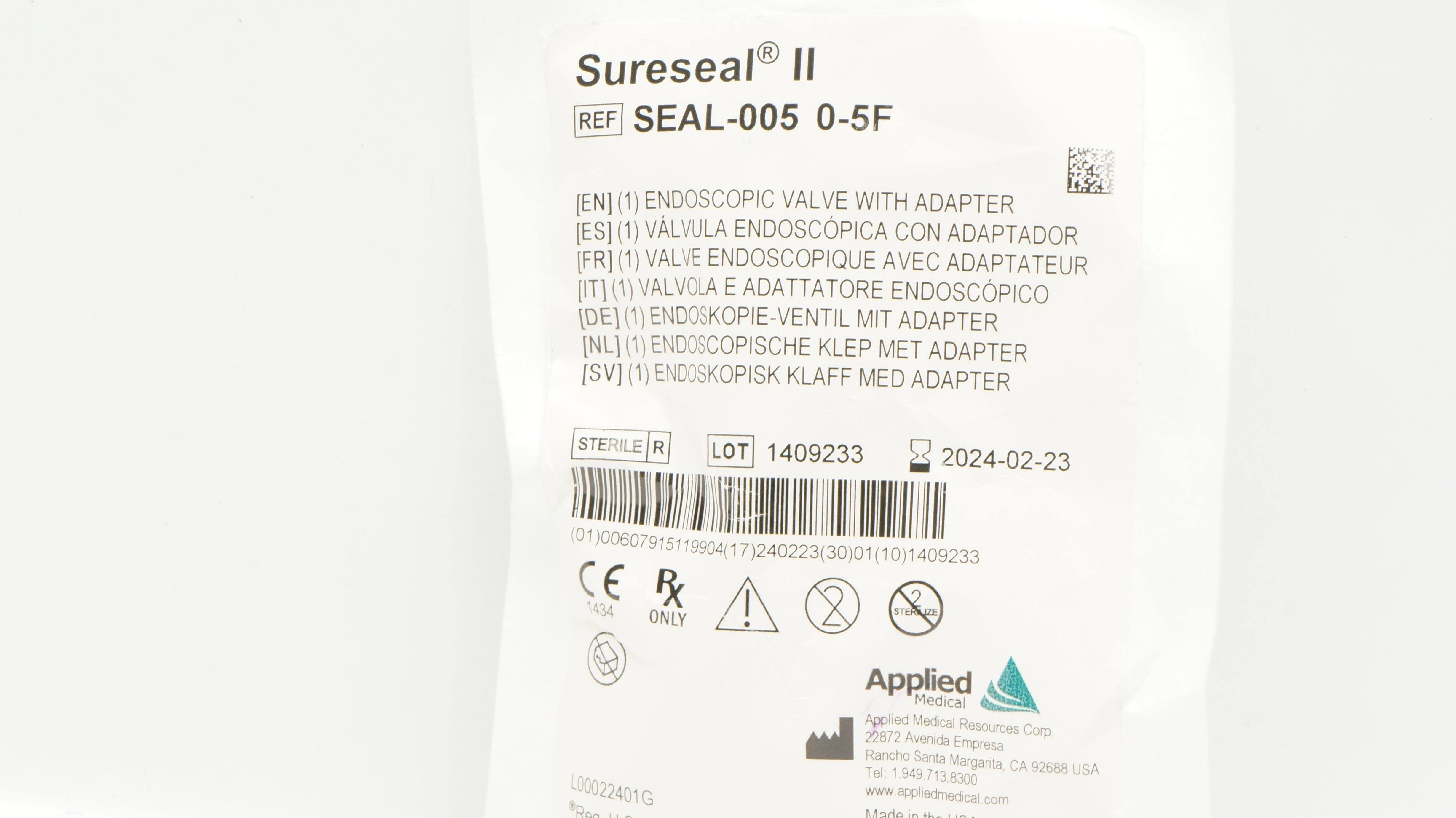 Applied Medical SEAL-005 Sureseal II 0-5 F Endoscopic Valve With Adapter (x)