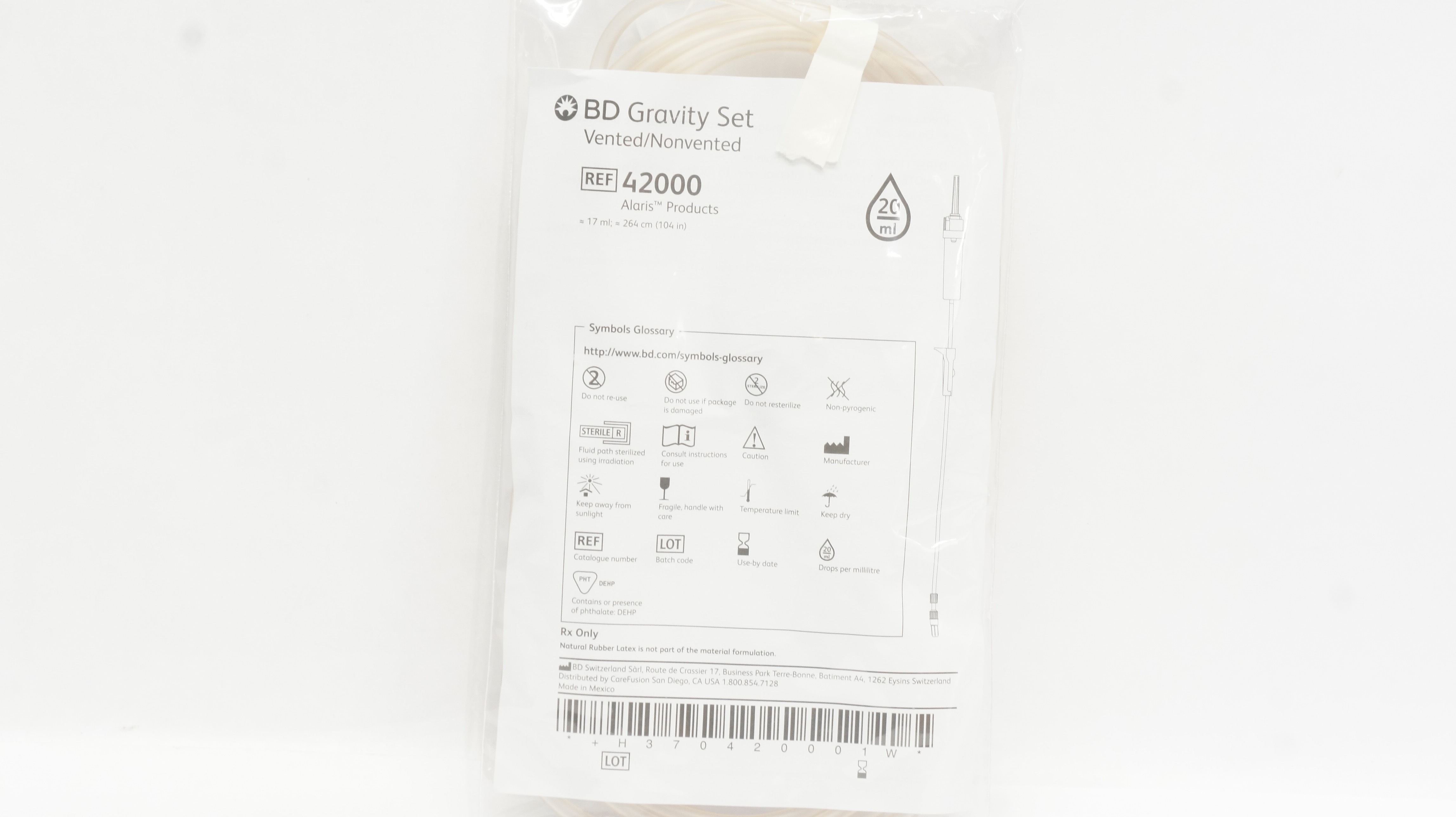 BD 42000 Gravity Set Vented/Nonvented 17mL x 104inch, Drops/20mL (x)